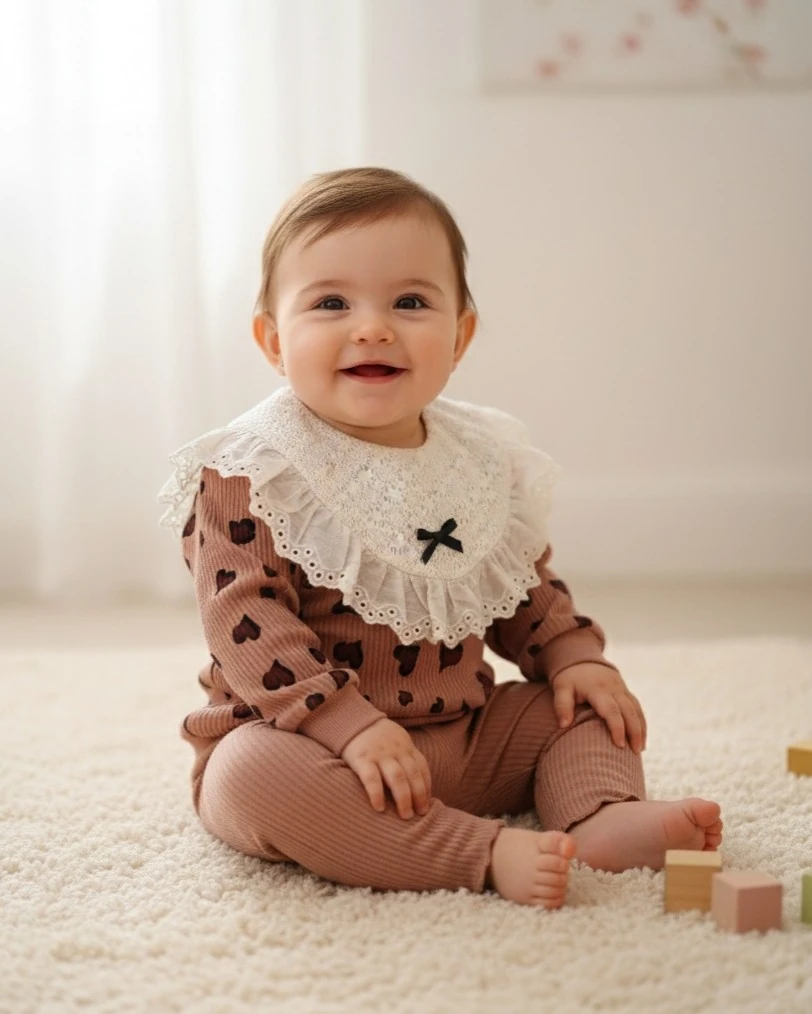 Kalp Leopar Baskılı 2li Takım