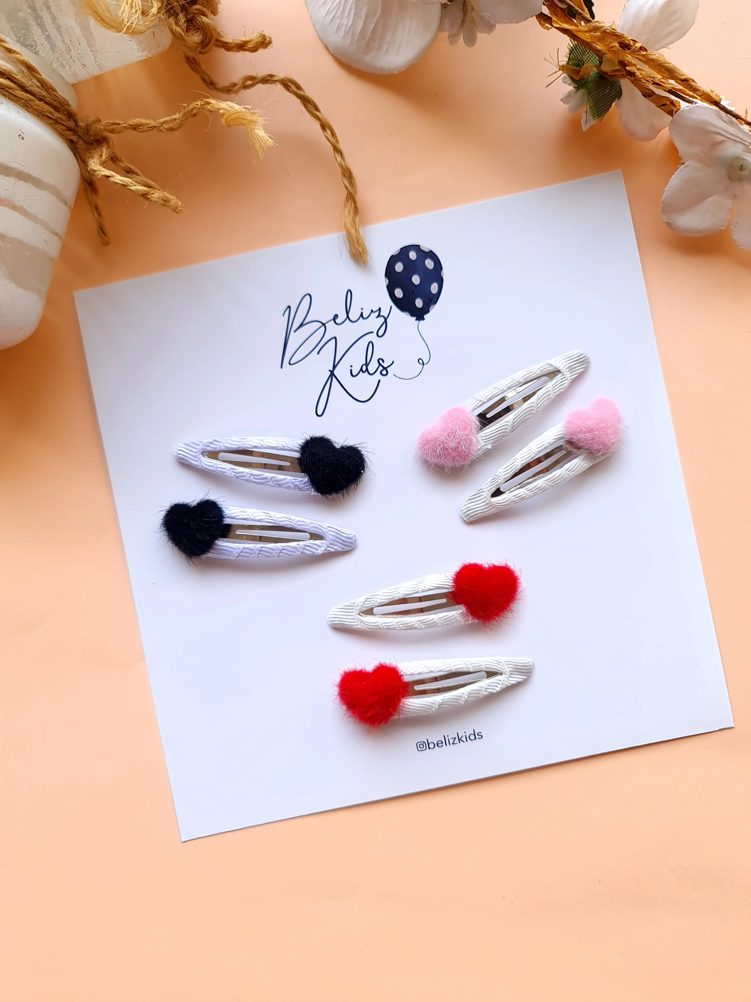 Mini Kalp Çıtçıt Toka Çift