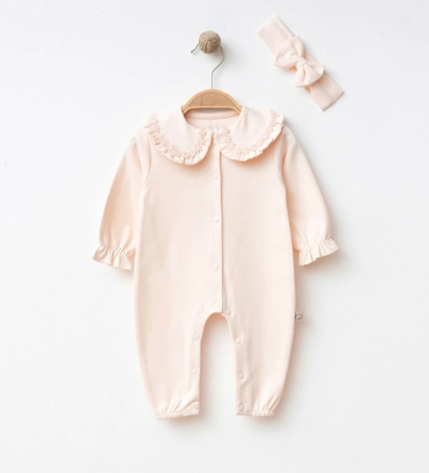 Çiçek Nakış Detaylı Bandanalı Tulum