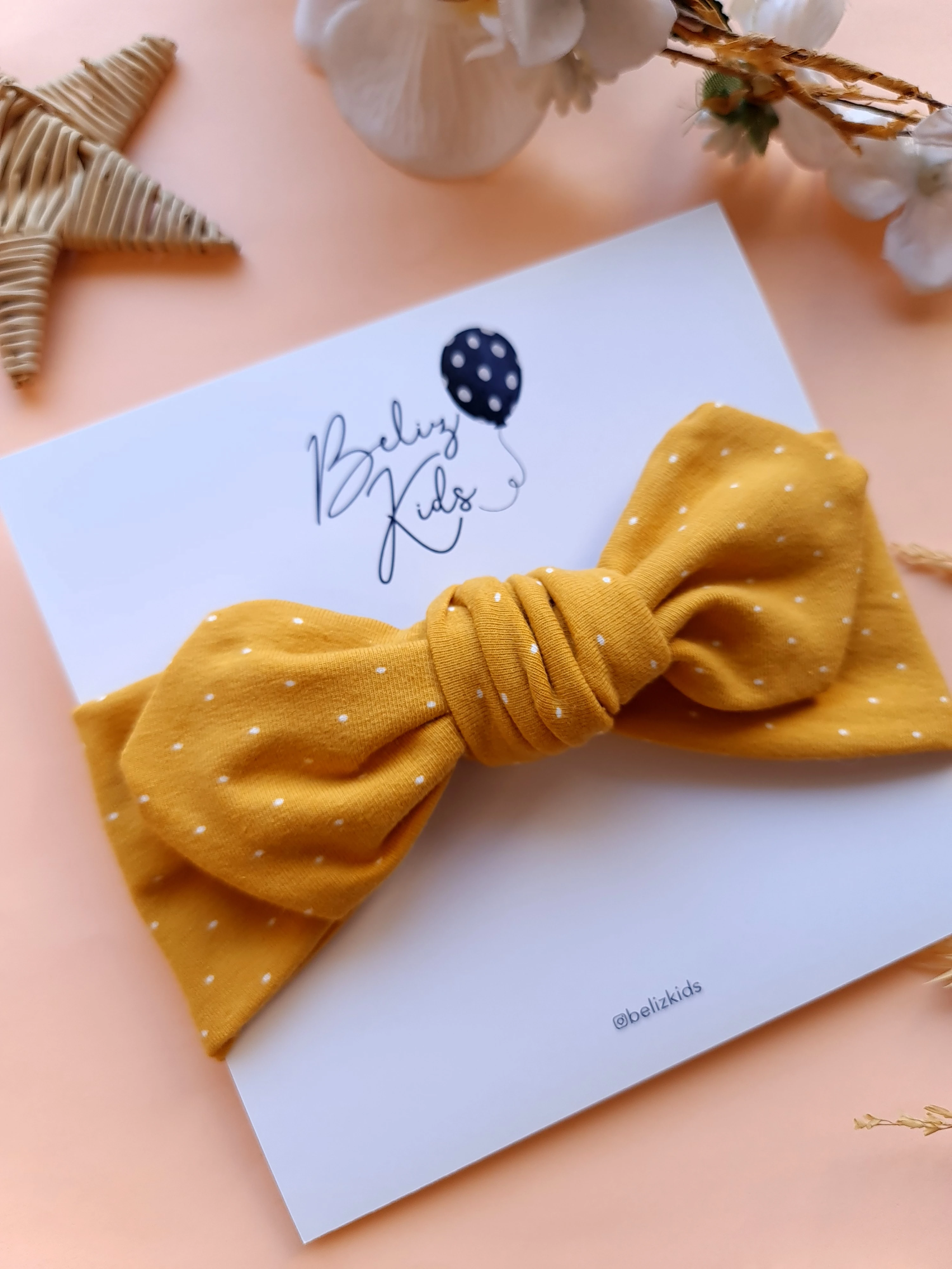 Puantiyeli Koyu Sarı Tavşan Kulak Bandana