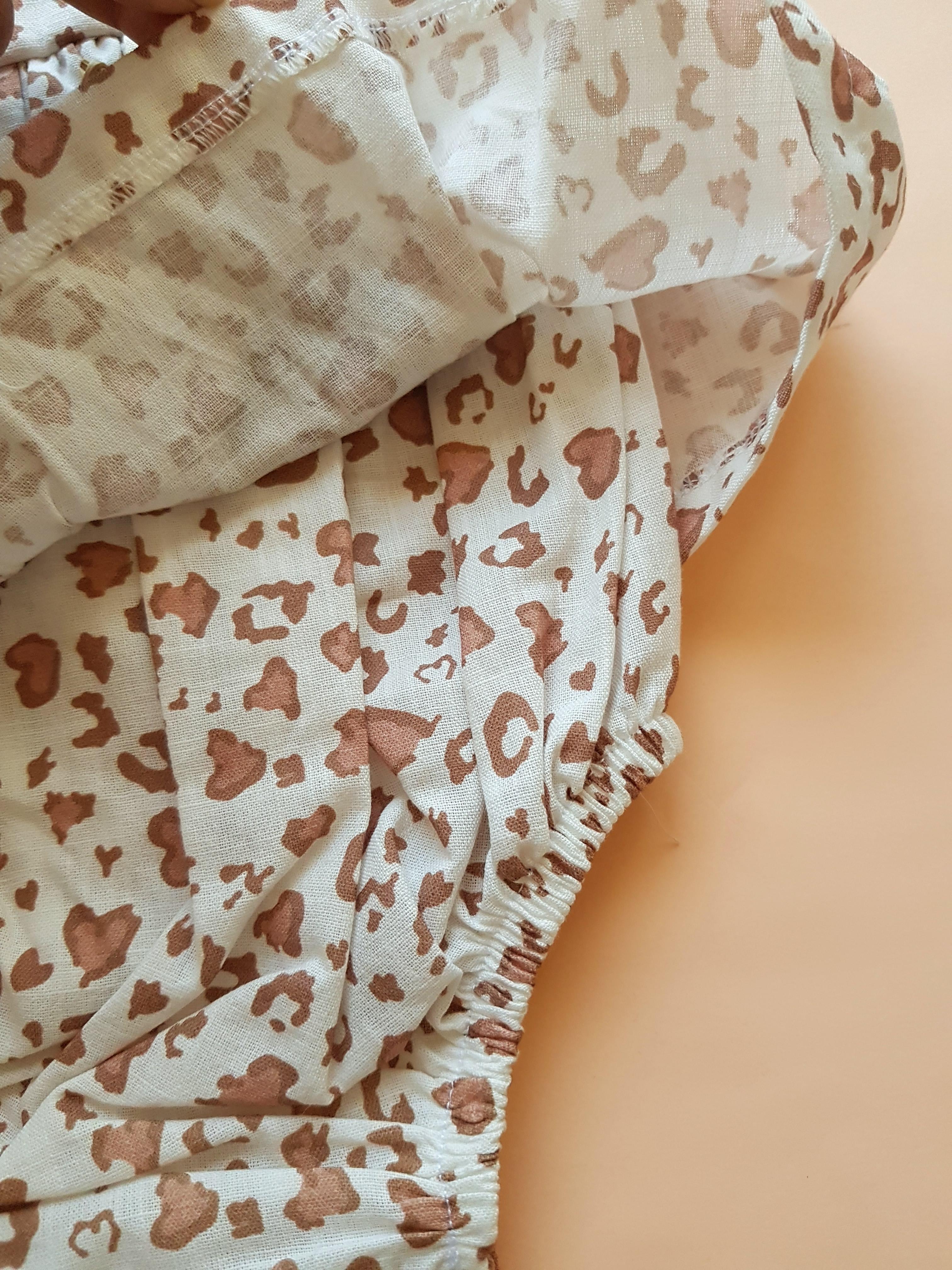 Leopar Askılı Bandanalı Romper