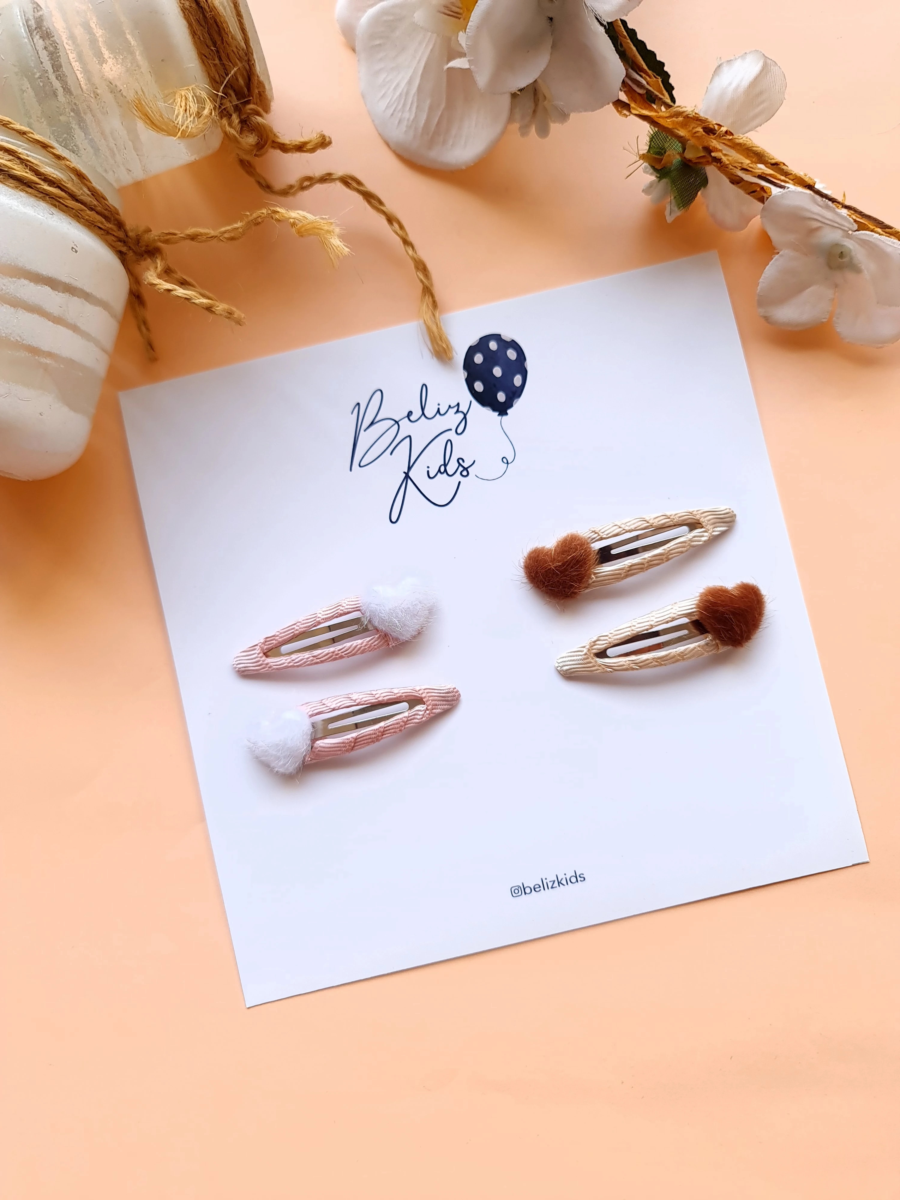 Mini Kalp Çıtçıt Toka Çift