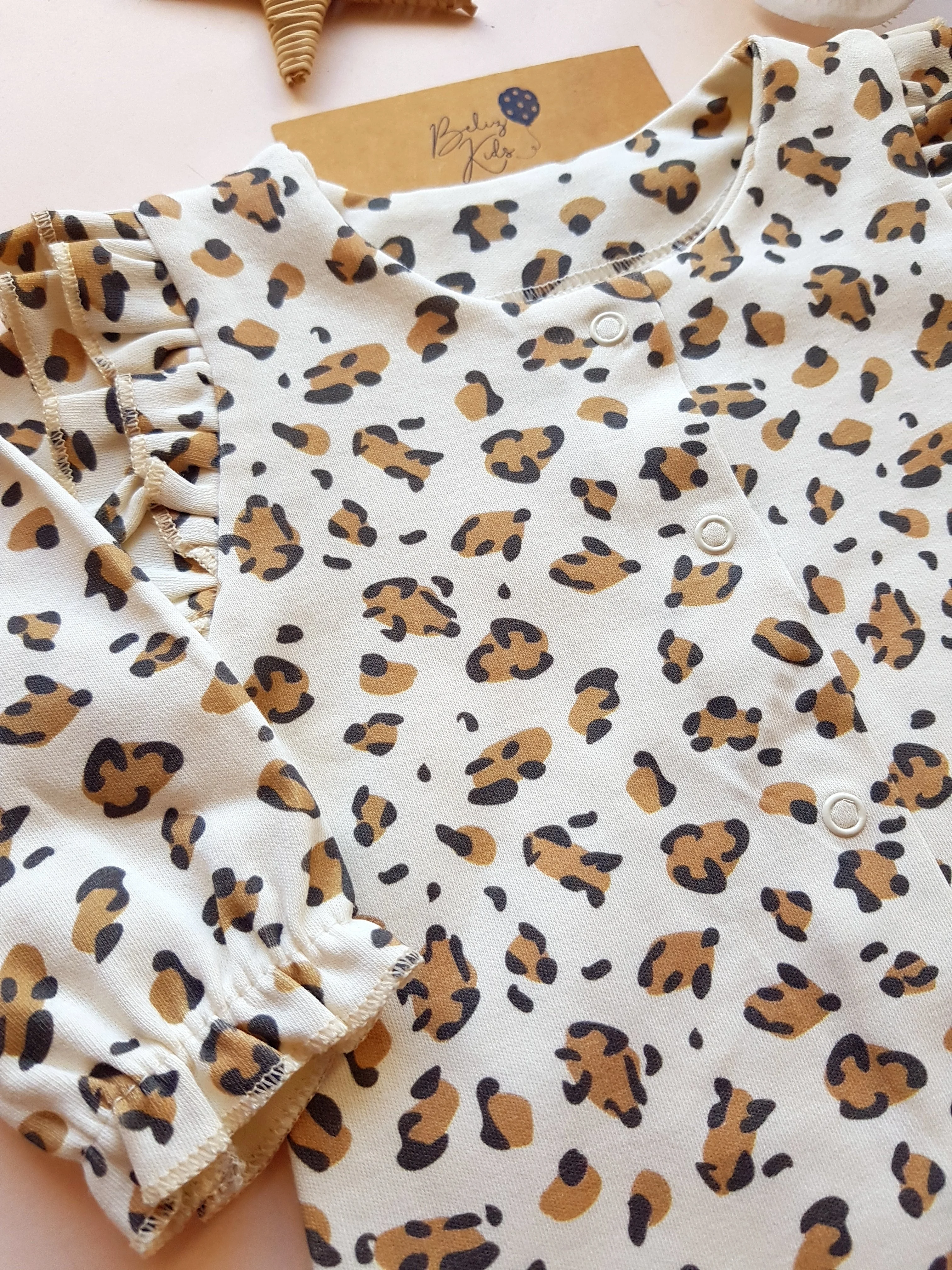 Krem Leopar Desen Boneli Tulum