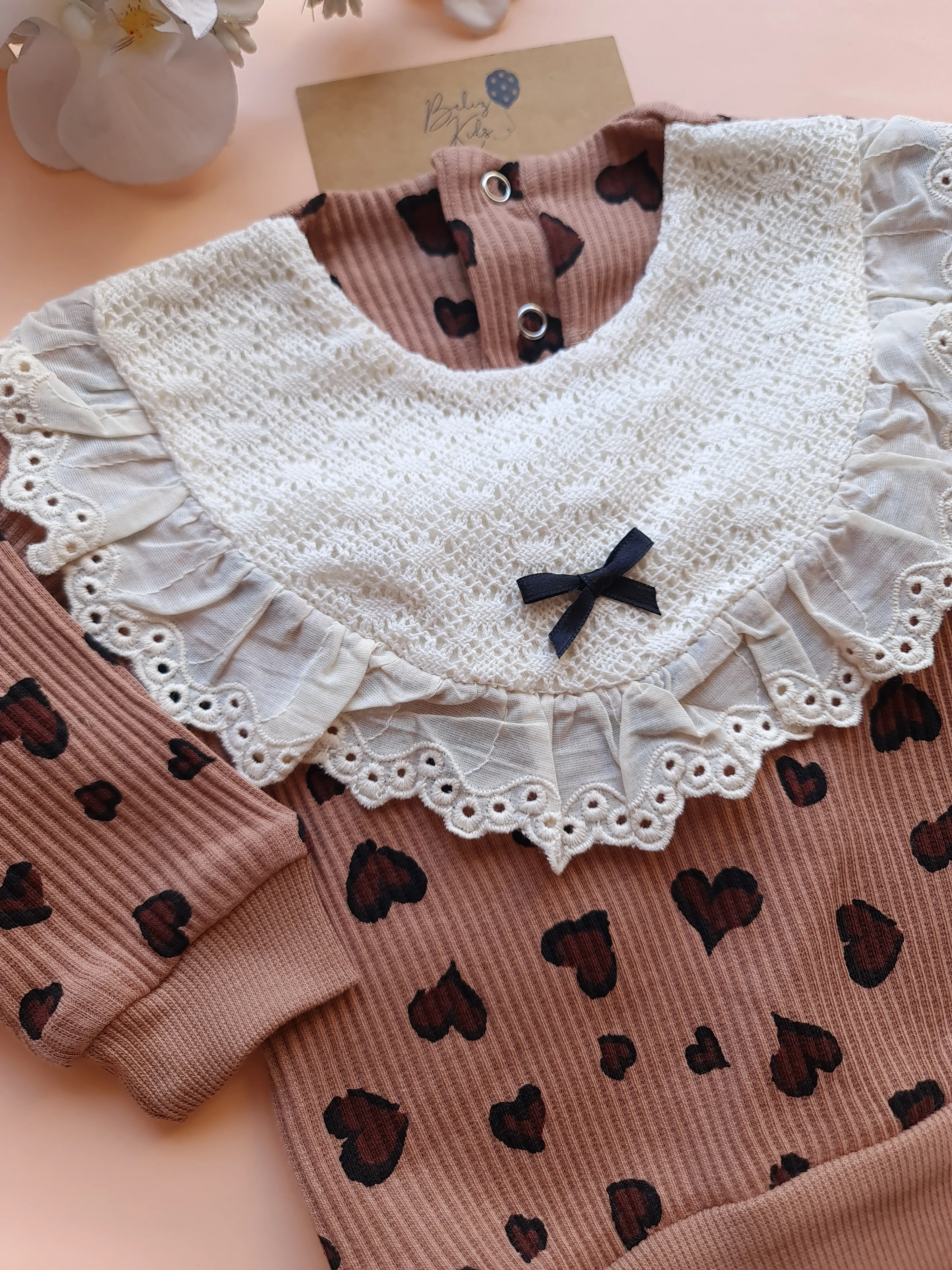 Kalp Leopar Baskılı 2li Takım