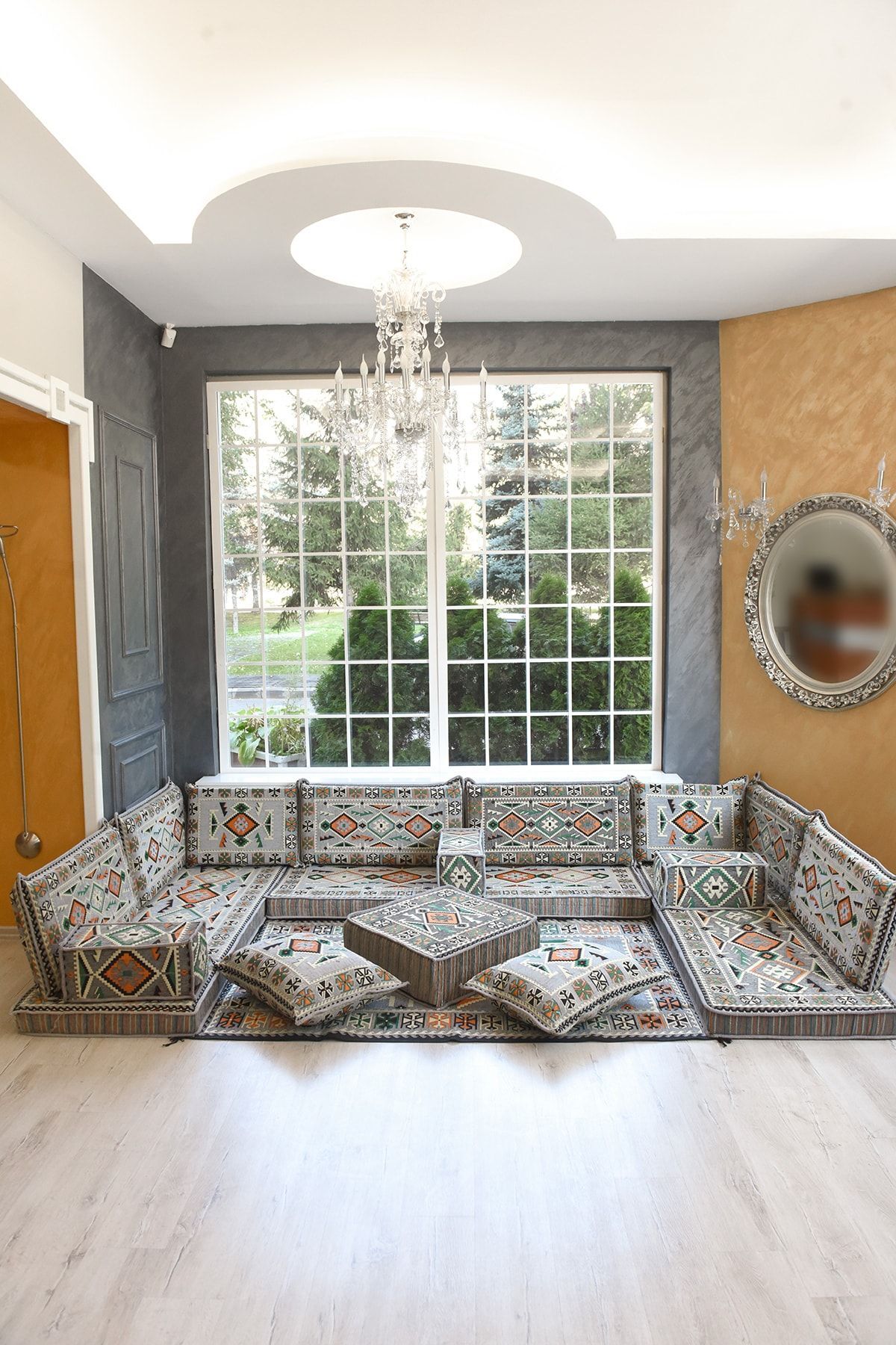 Şark Köşesi Takımı Konsepti Gri Anadolu Modeli Koltuk Takımı Sünger Dahil (18 Parça)