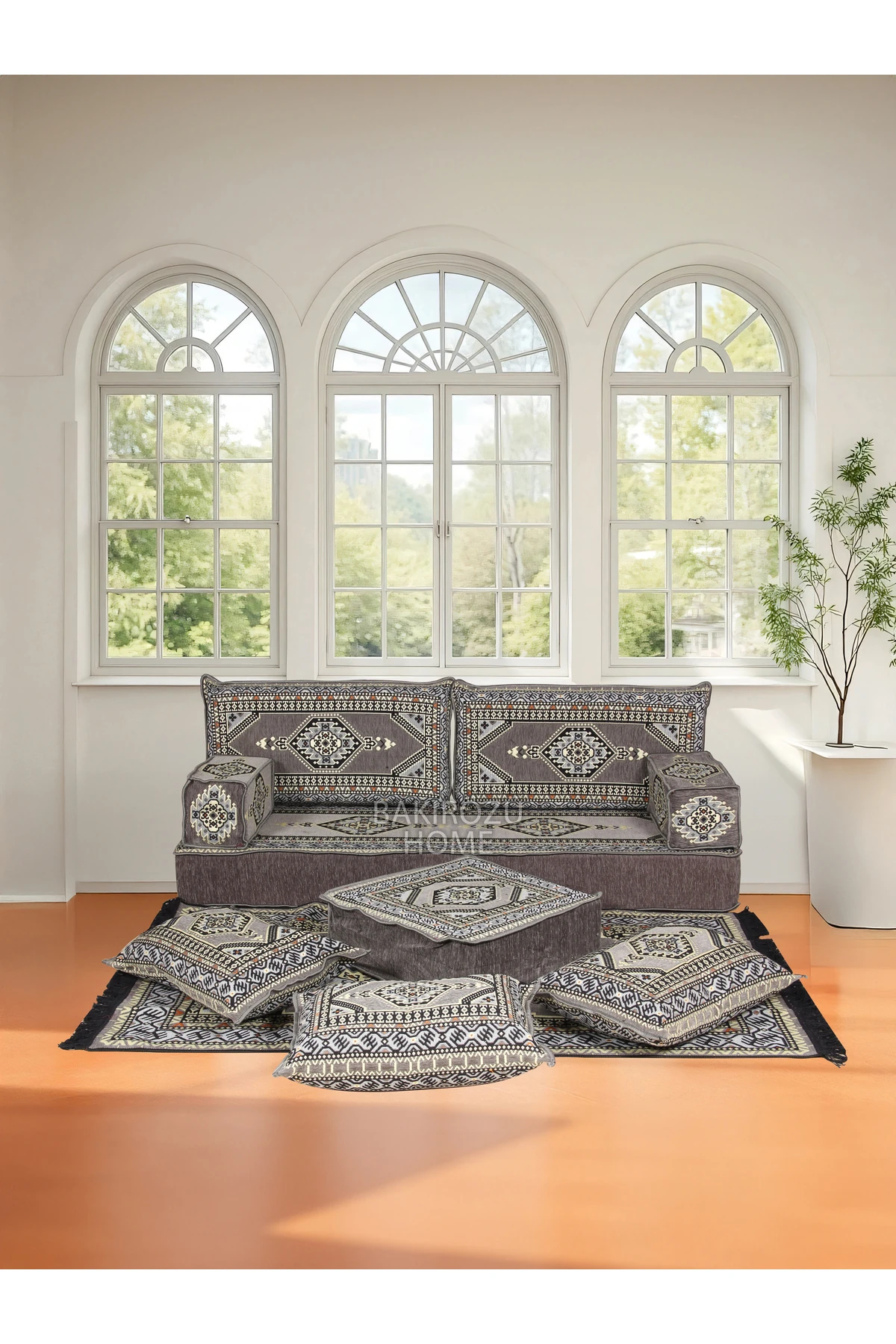 Şark Köşesi Takımı (20 CM MİNDER KALINLIĞI) Bordo Yahyalı Modeli - Gri