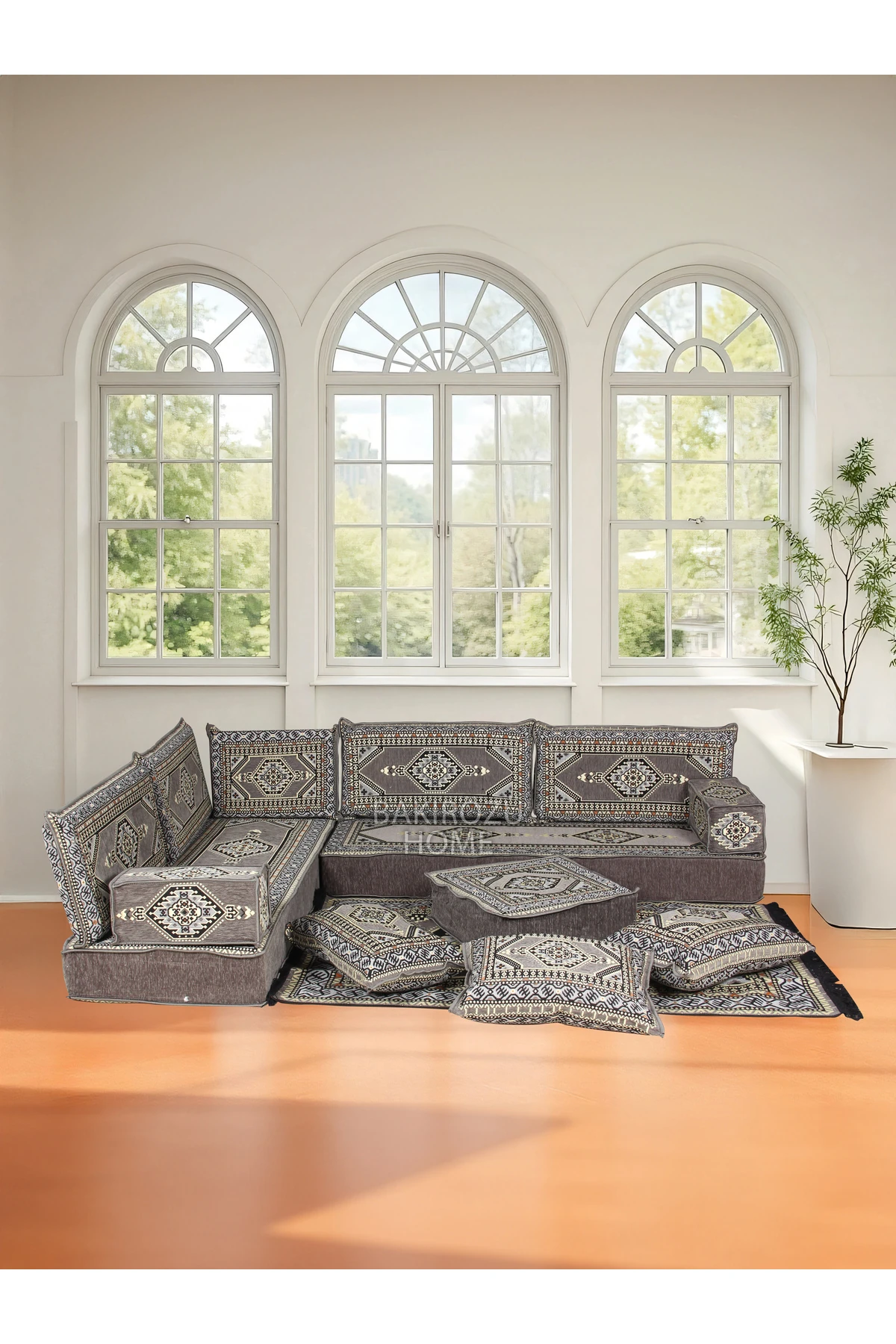 Şark Köşesi Takımı (20 CM MİNDER KALINLIĞI) Mavi Yahyalı Modeli 14 Parça - Gri