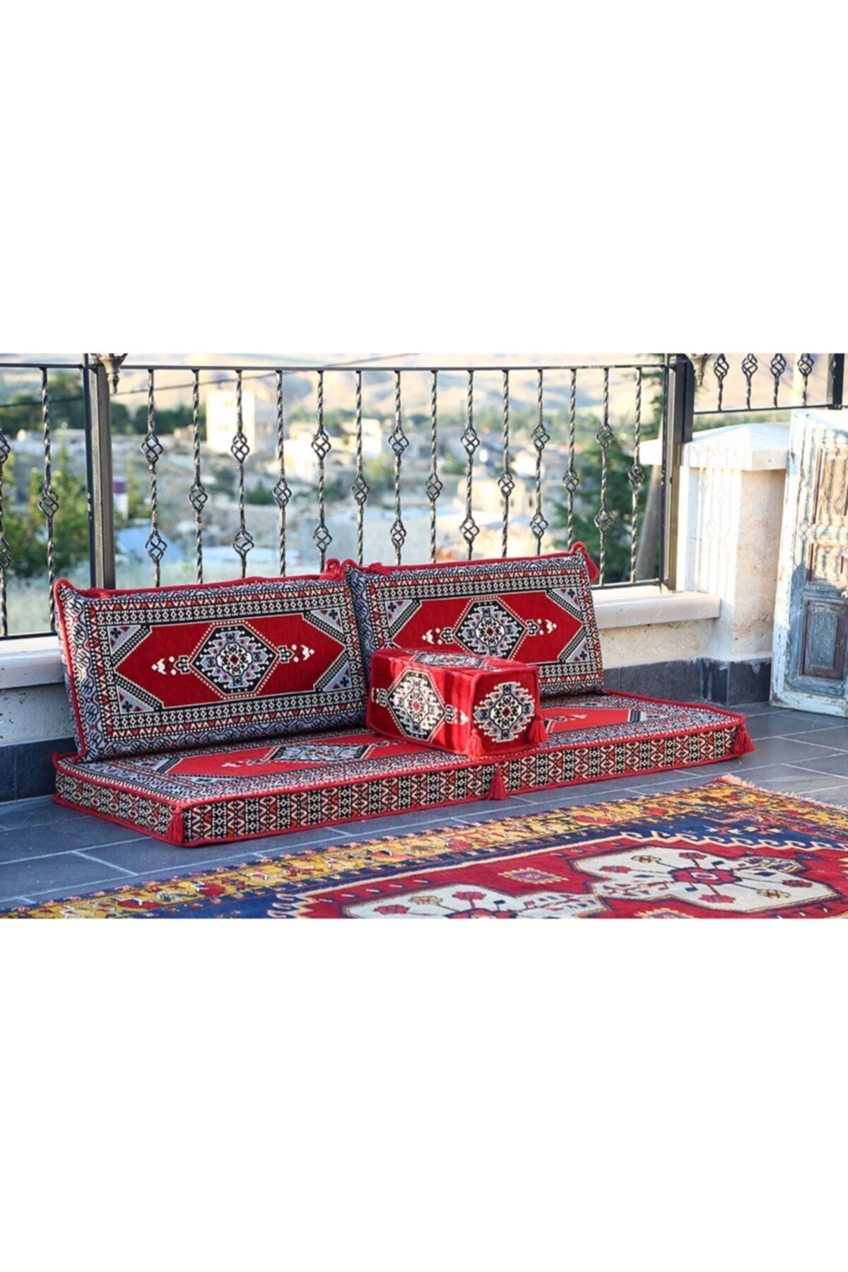 1.kalite Şark Köşesi Takımı Konsepti Yahyalı Kırmızı Modeli Sünger Dahil (13 Parça)