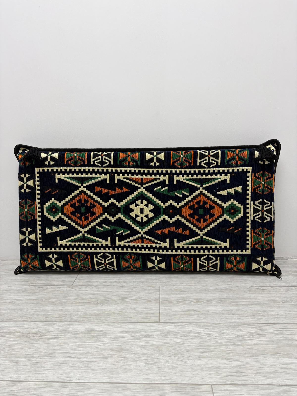 Şark Köşesi Takımı Sırt Dayama Yastığı Lacivert Anadolu  Modeli (sünger Dahil) 40 X 90 X 10 Cm