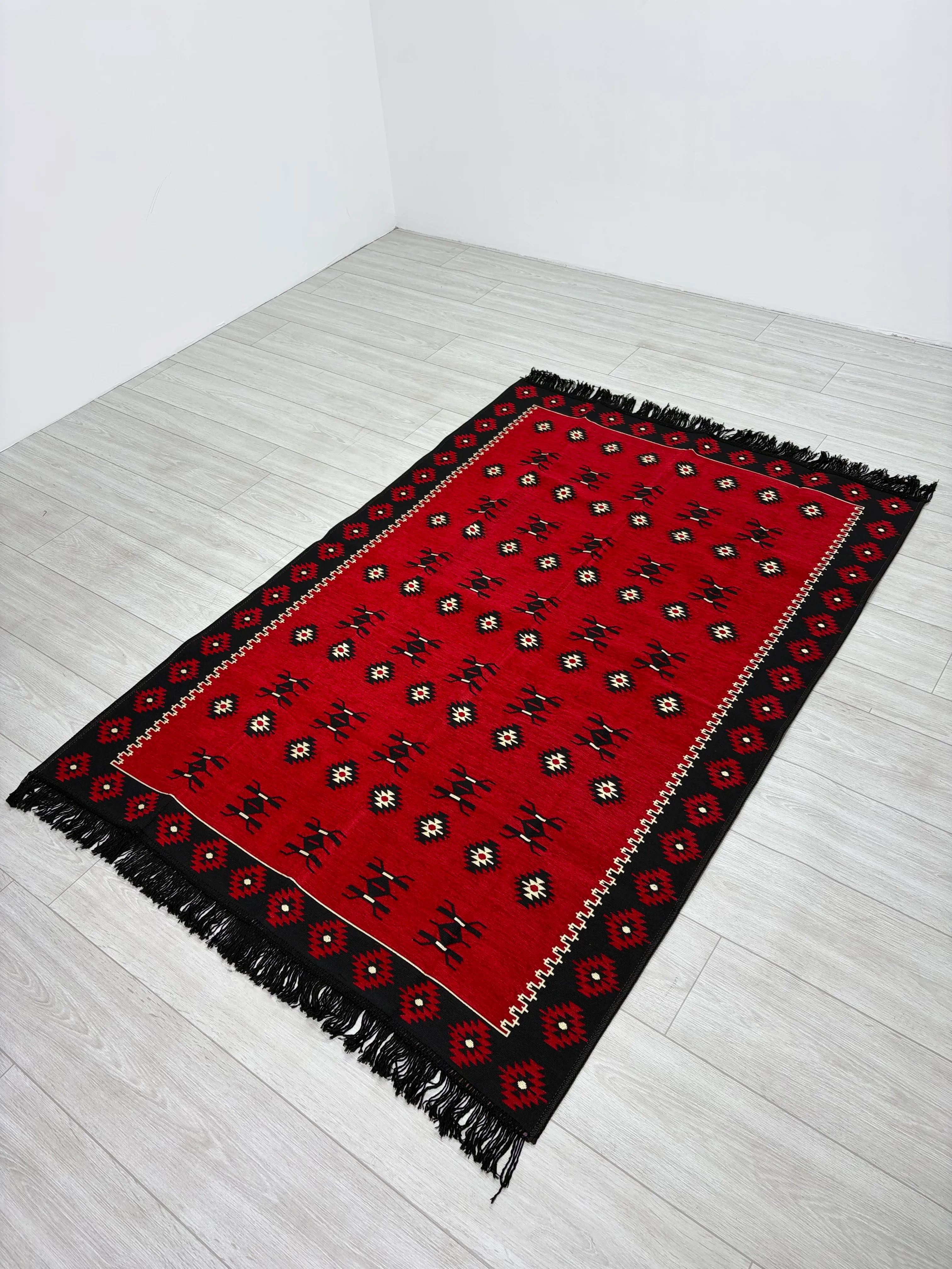 Pamuk Polyester Karışımlı Modern Otantik Kilim - Yemen Modeli Yıkanabilir Kilim