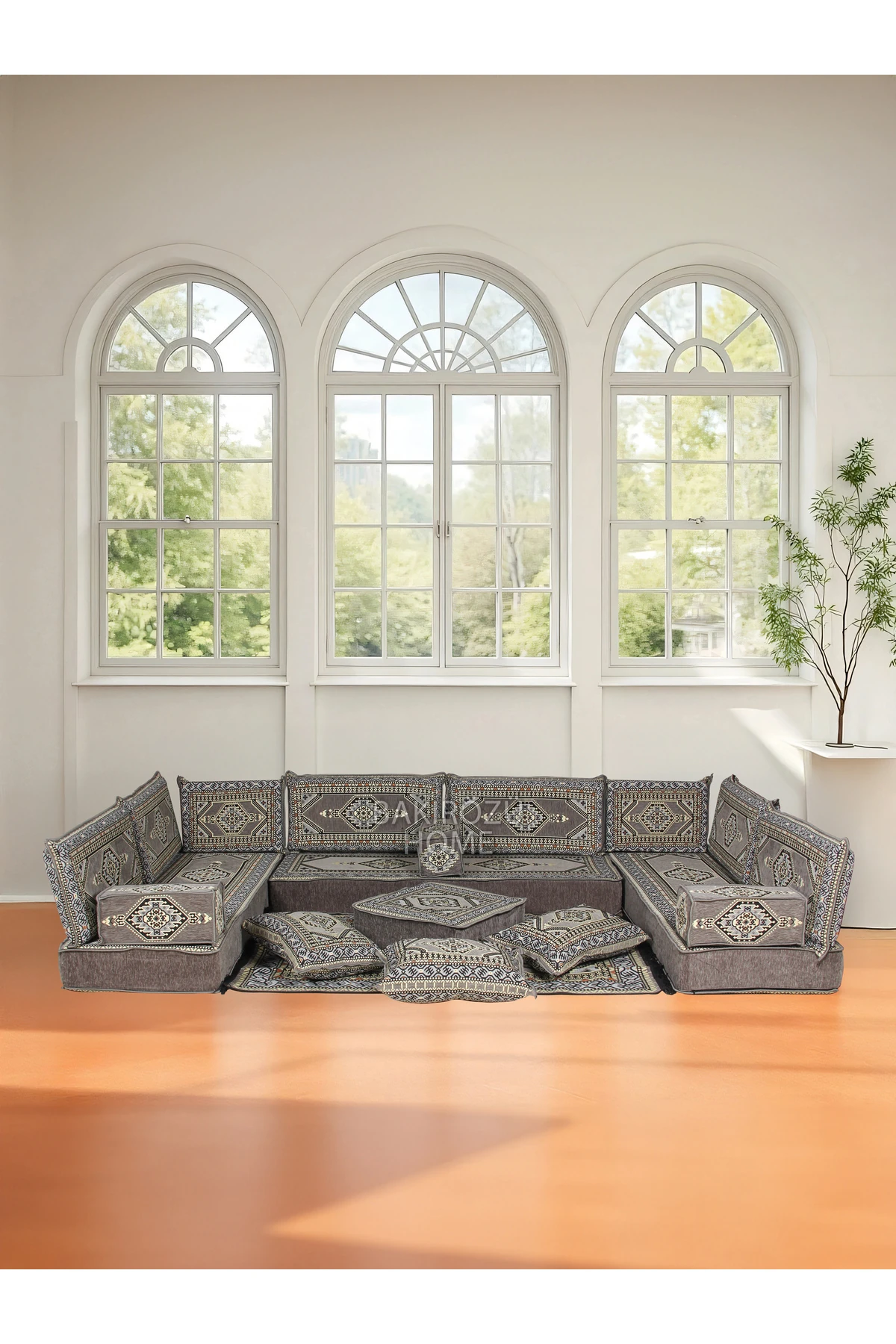 Şark Köşesi Takımı (20 CM MİNDER KALINLIĞI) Mavi Yahyalı Modeli 19 Parça - Gri