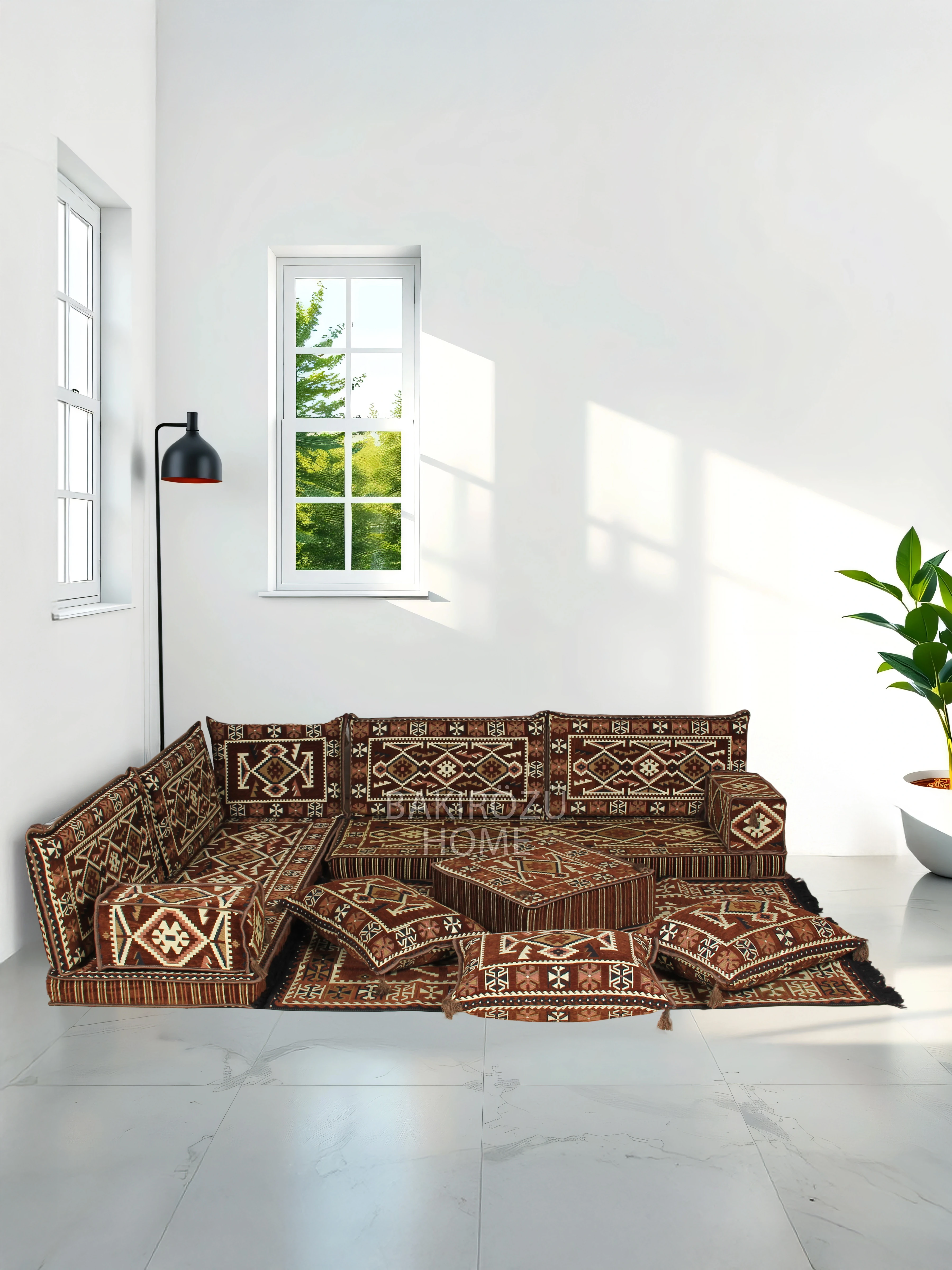 Şark Köşesi Takımı Anadolu Modeli Koltuk Takımı Sünger Dahil 14 Parça - Kahverengi