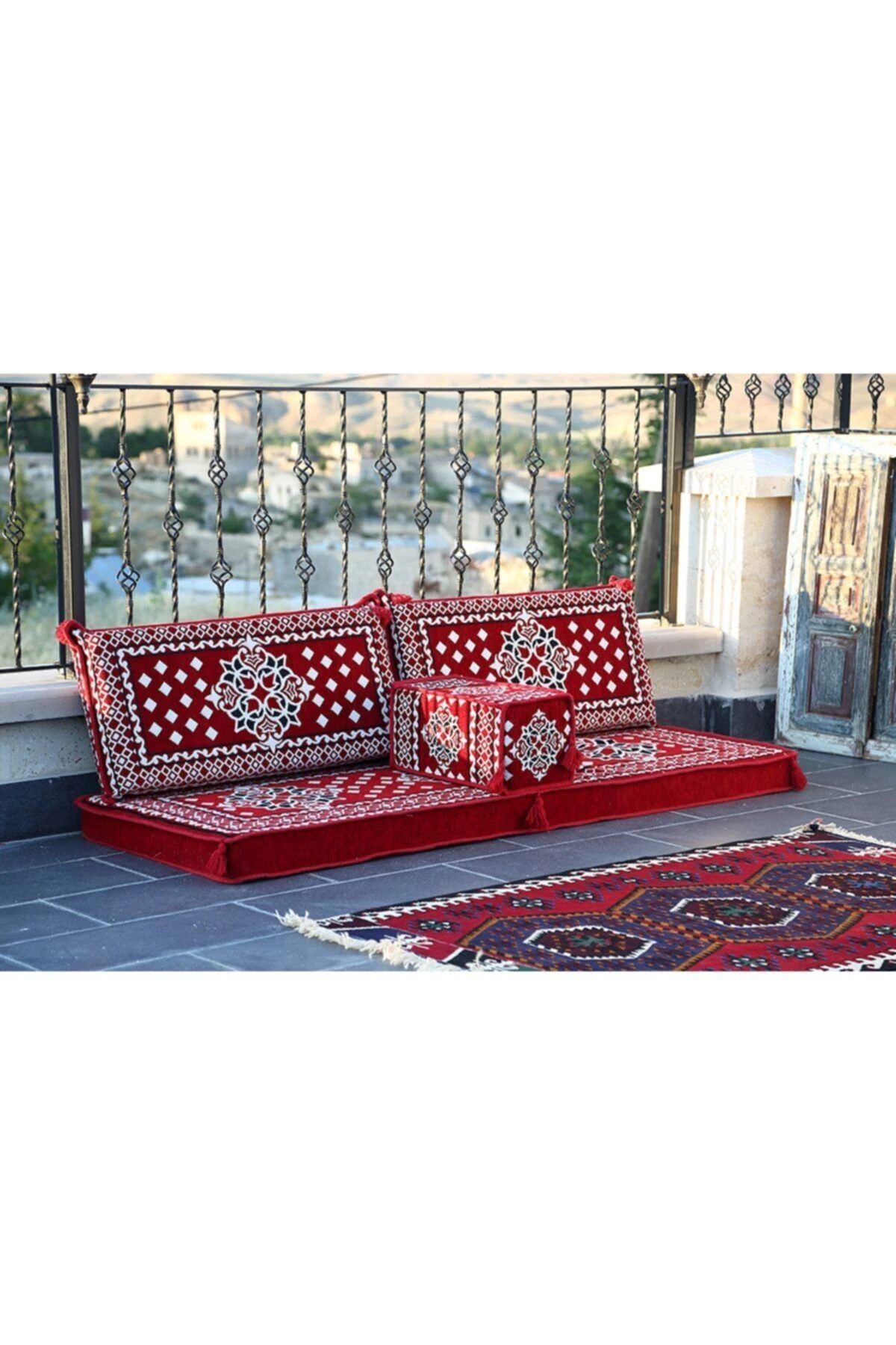 1.kalite Şark Köşesi Takımı Atlantis Kırmızı Modeli Sünger Dahil (4 Parça)