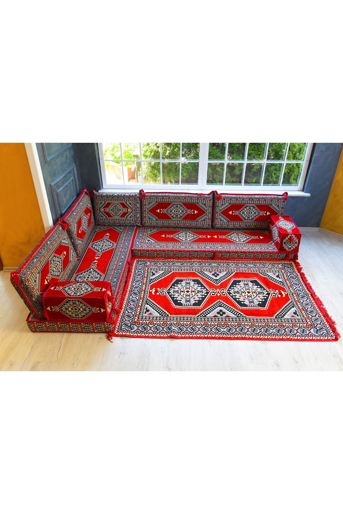 Şark Köşesi Takımı Konsepti Saraylı Modeli Koltuk Takımı Sünger Dahil (10 Parça)