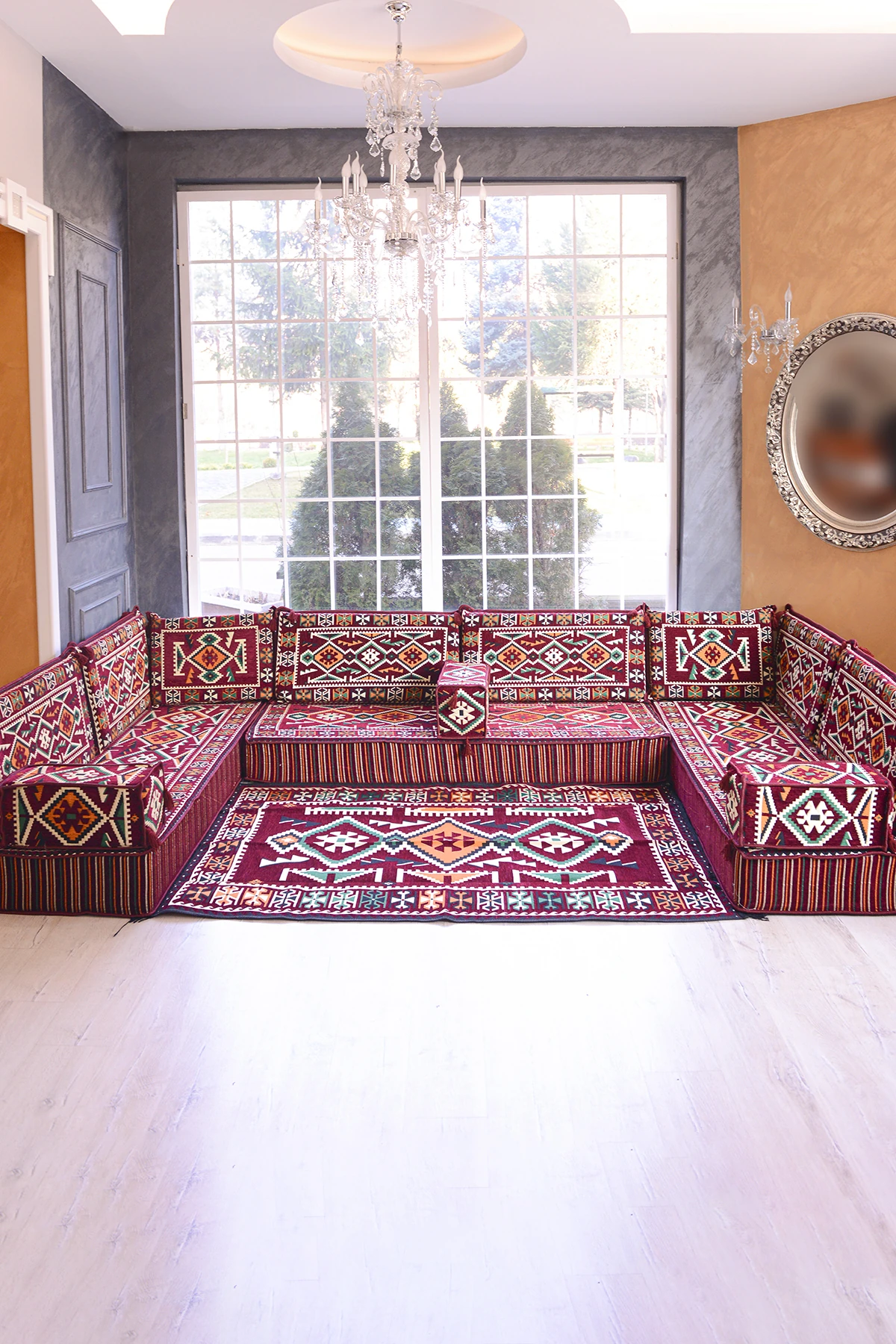 Şark Köşesi Takımı Bordo Anadolu Modeli 15 Parça (20 CM MİNDER KALINLIĞI)