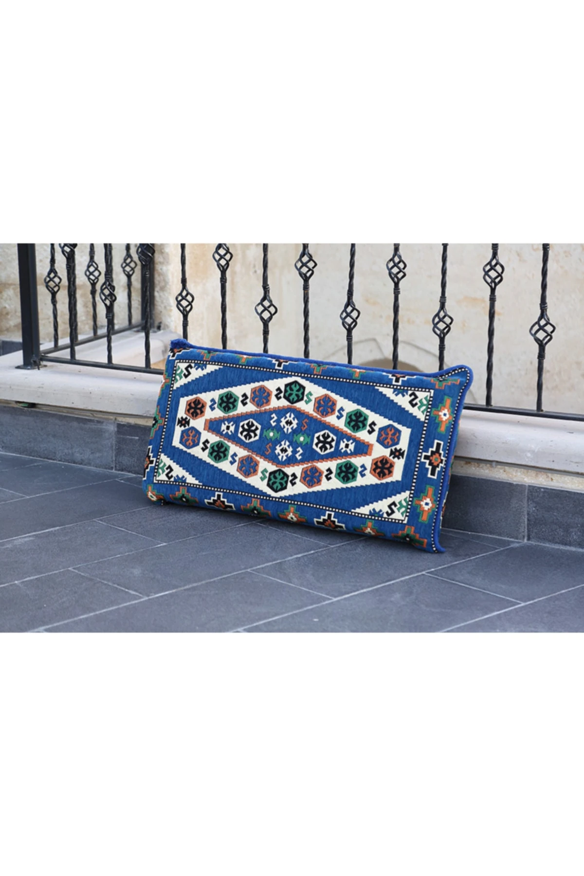 Şark Köşesi Takımı Sırt Dayama Yastığı Yörük Mavi Modeli (sünger Dahil) 40 X 90 X 10 Cm