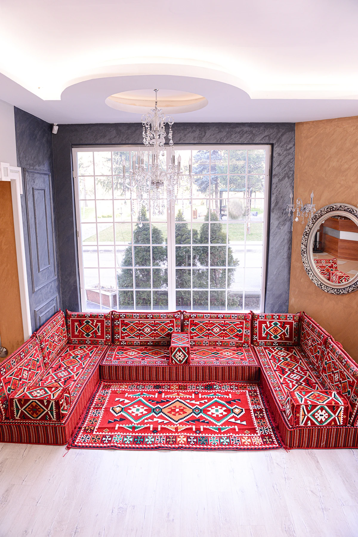 Şark Köşesi Takımı Kırmızı Anadolu Modeli 15 Parça (20 CM MİNDER KALINLIĞI)