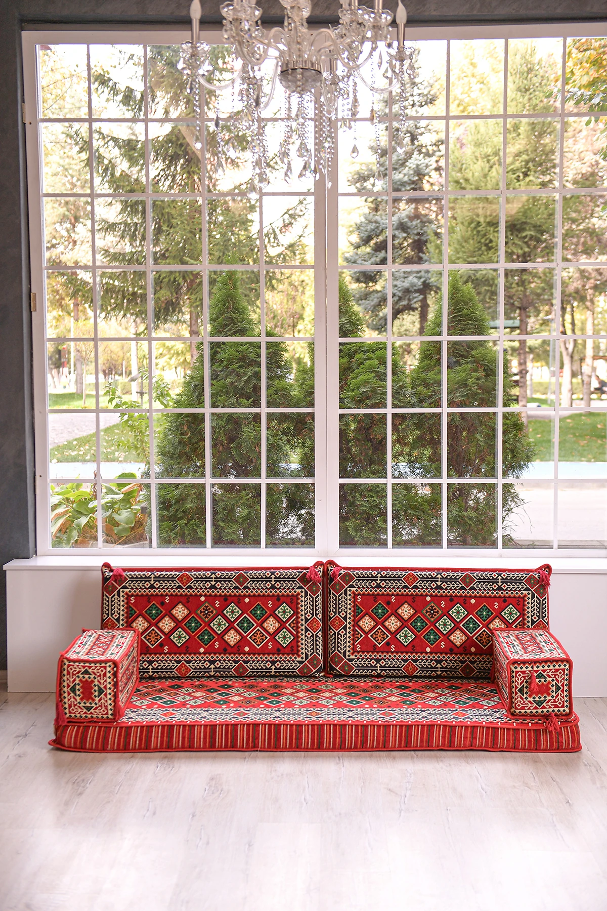 Şark Odası Takımı , Şark Köşesi Minderi Takımı (sünger Dahil) Kırmızı Şili Modeli 2 Kolluklu