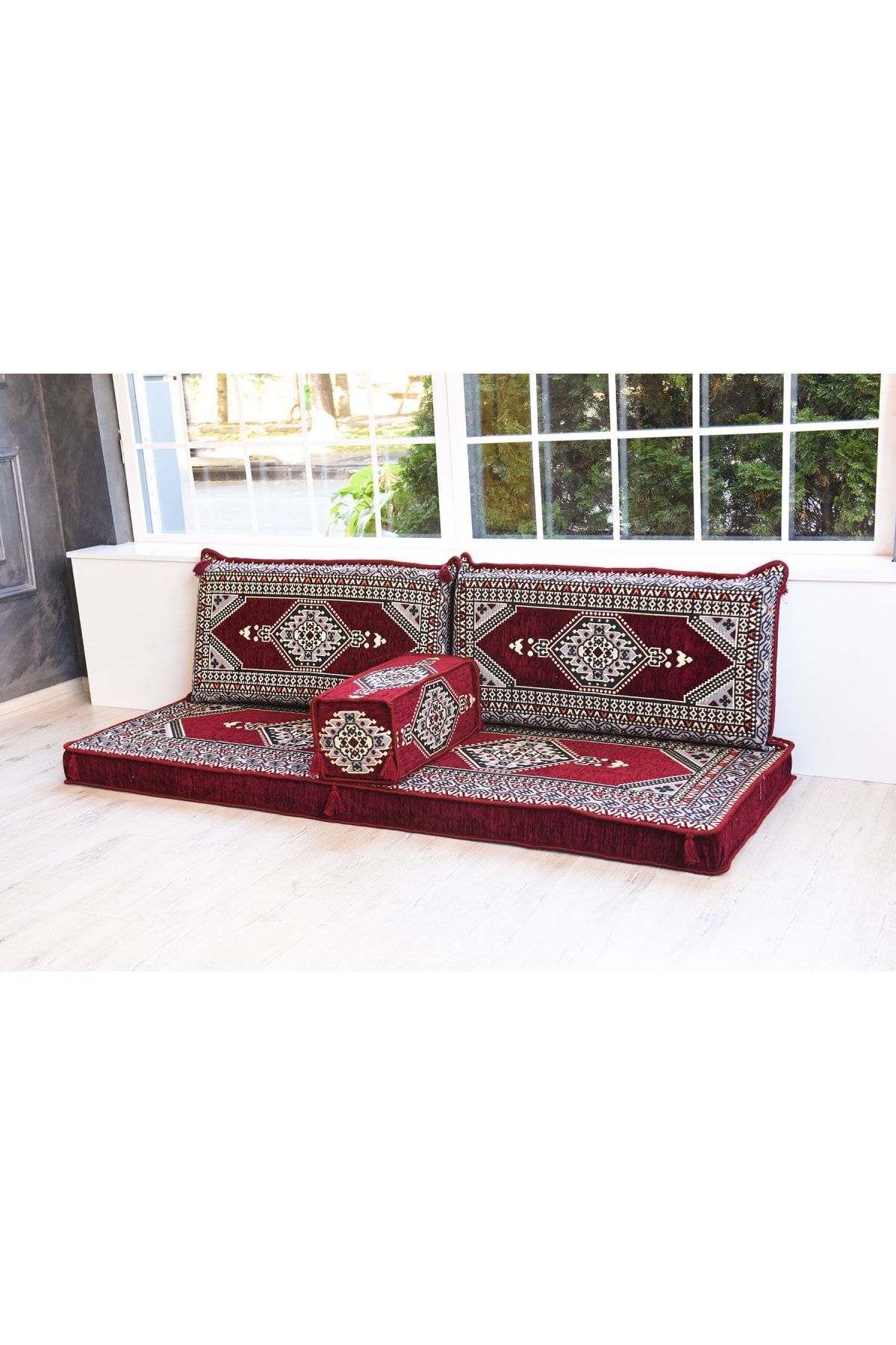 Şark Köşesi Takımı Yahyalı Bordo Modeli Sünger Dahil (4 Parça)