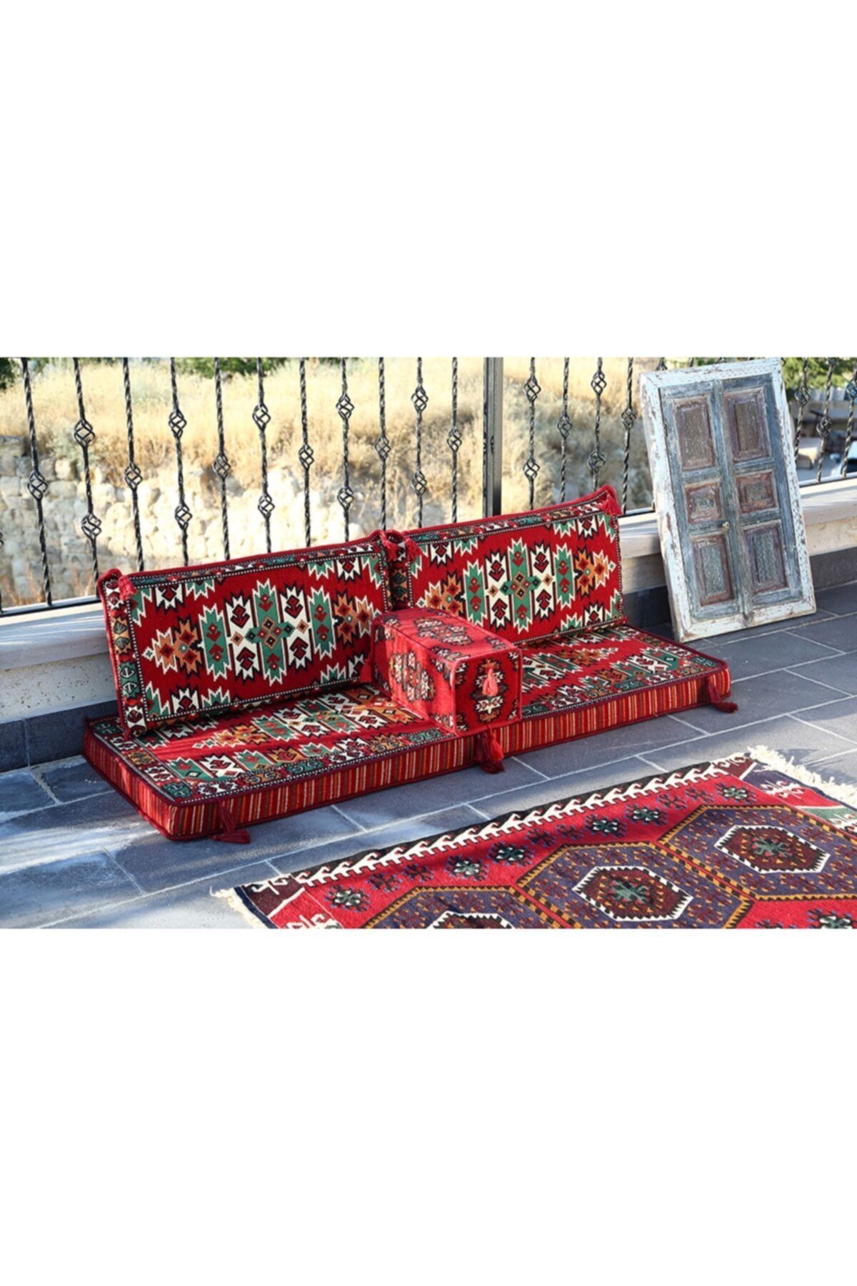 1.kalite Şark Köşesi Takımı Konsepti Apaçi Kırmızı Modeli Sünger Dahil (13 Parça)