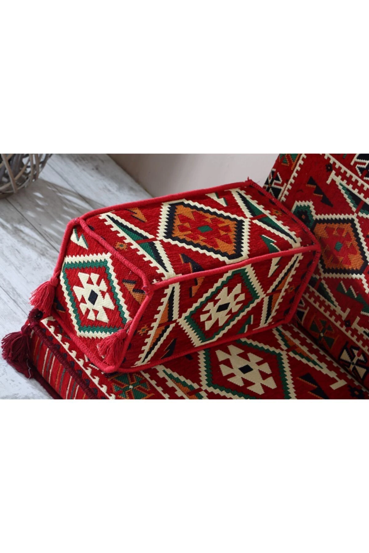 1.kalite Şark Köşesi Takımı Konsepti Anadolu Kırmızı Modeli Sünger Dahil (13 Parça)