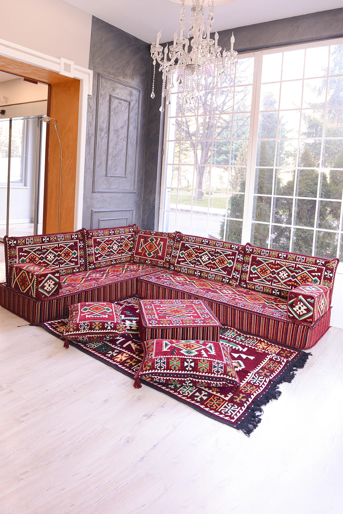 Şark Köşesi Takımı Bordo Anadolu Modeli 13 Parça (20 CM MİNDER KALINLIĞI)