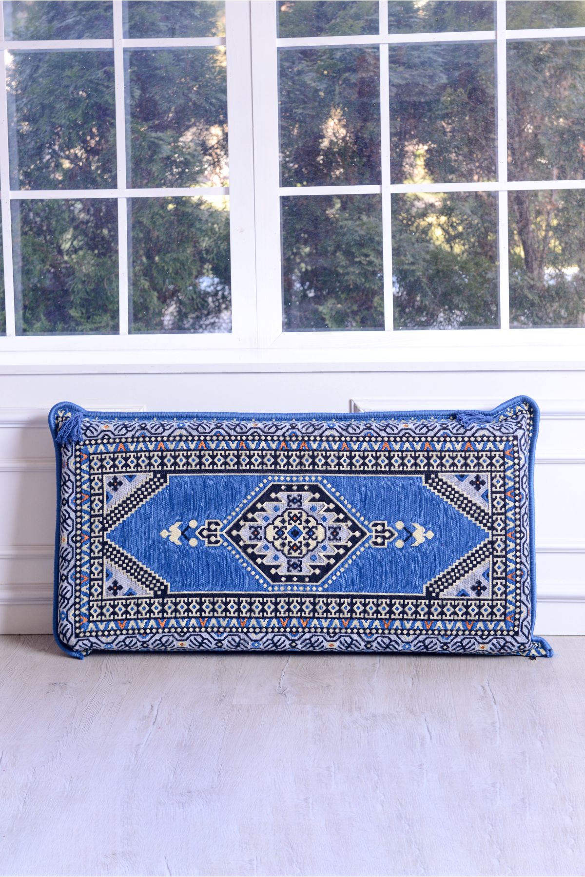 Şark Köşesi Takımı Sırt Dayama Yastığı Yahyalı Mavi Modeli (sünger Dahil) 40 X 90 X 10 Cm