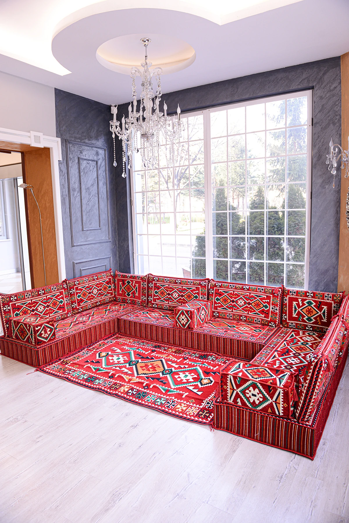 Şark Köşesi Takımı Kırmızı Anadolu Modeli 15 Parça (20 CM MİNDER KALINLIĞI)