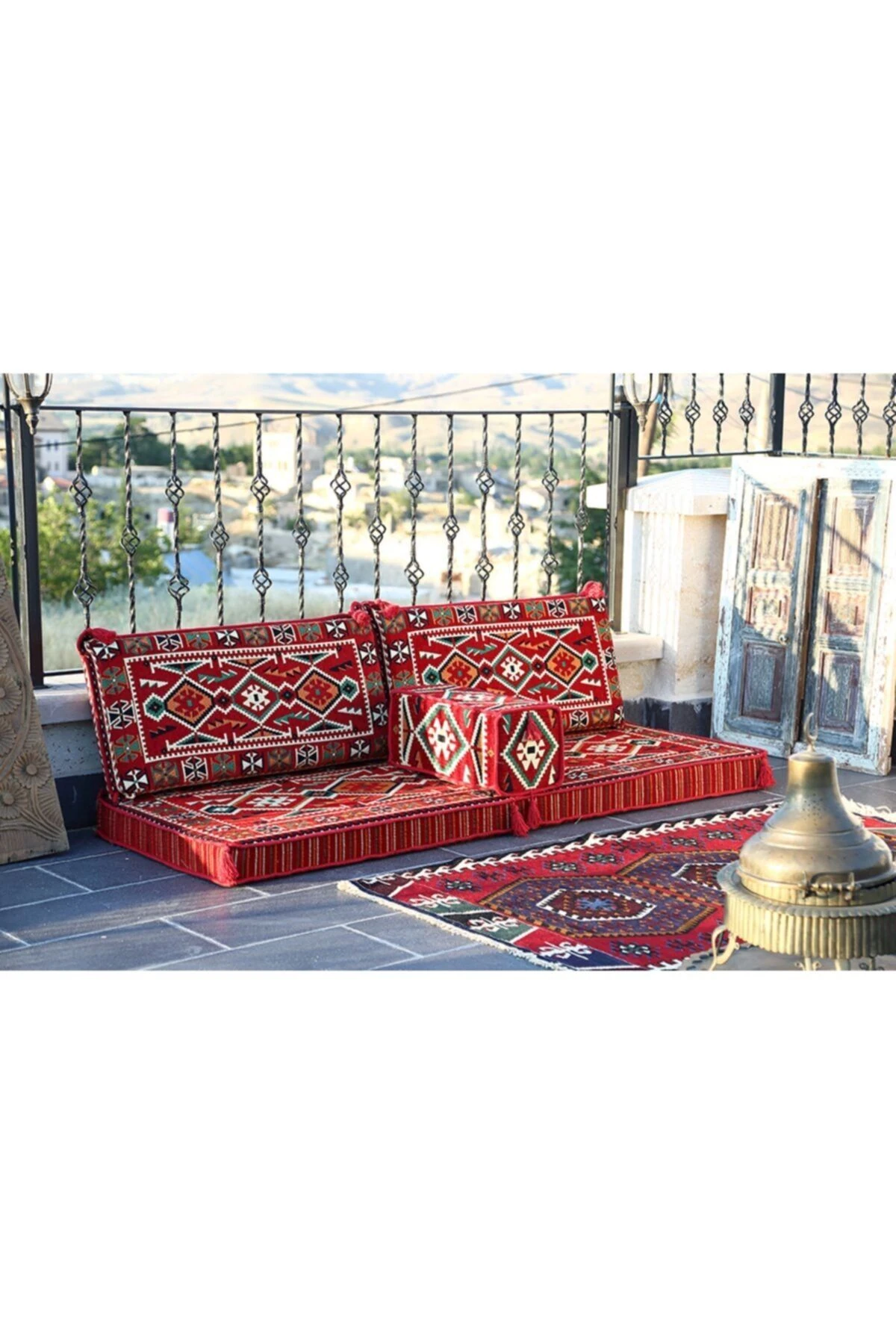 Şark Köşesi Takımı Anadolu Kırmızı Modeli Sünger Dahil (4 Parça)