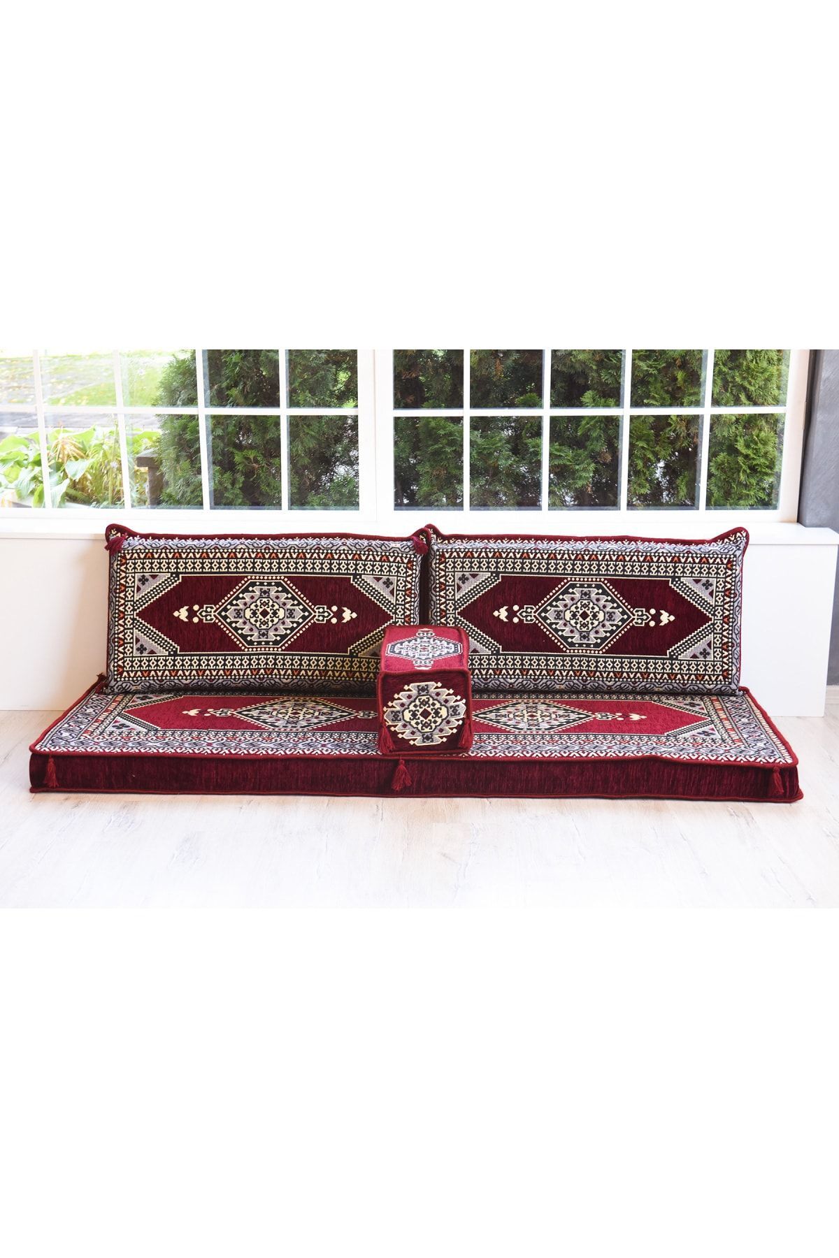 Şark Köşesi Takımı Yahyalı Bordo Modeli Sünger Dahil (4 Parça)