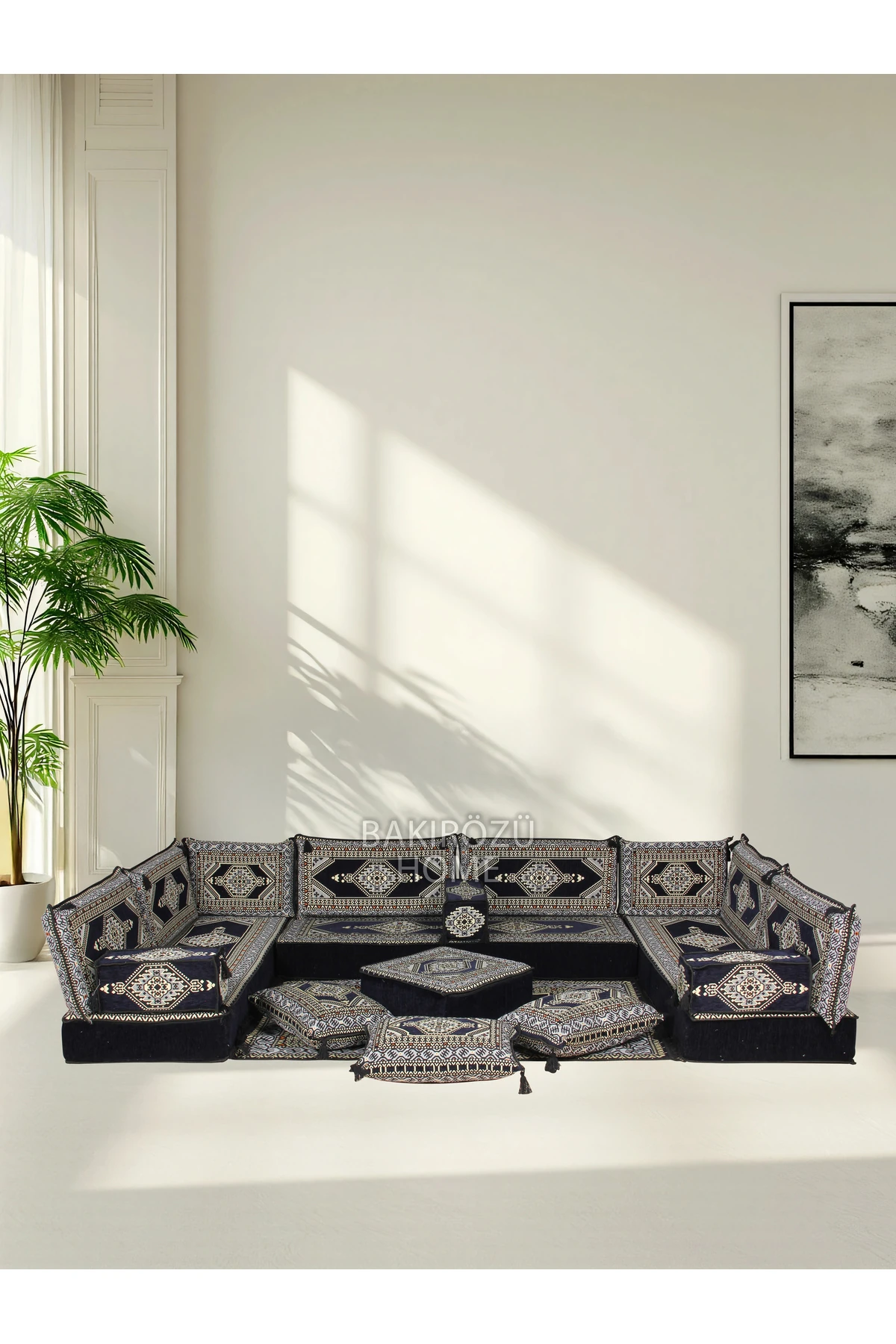 Şark Köşesi Takımı (20 CM MİNDER KALINLIĞI) Mavi Yahyalı Modeli 19 Parça - Lacivert