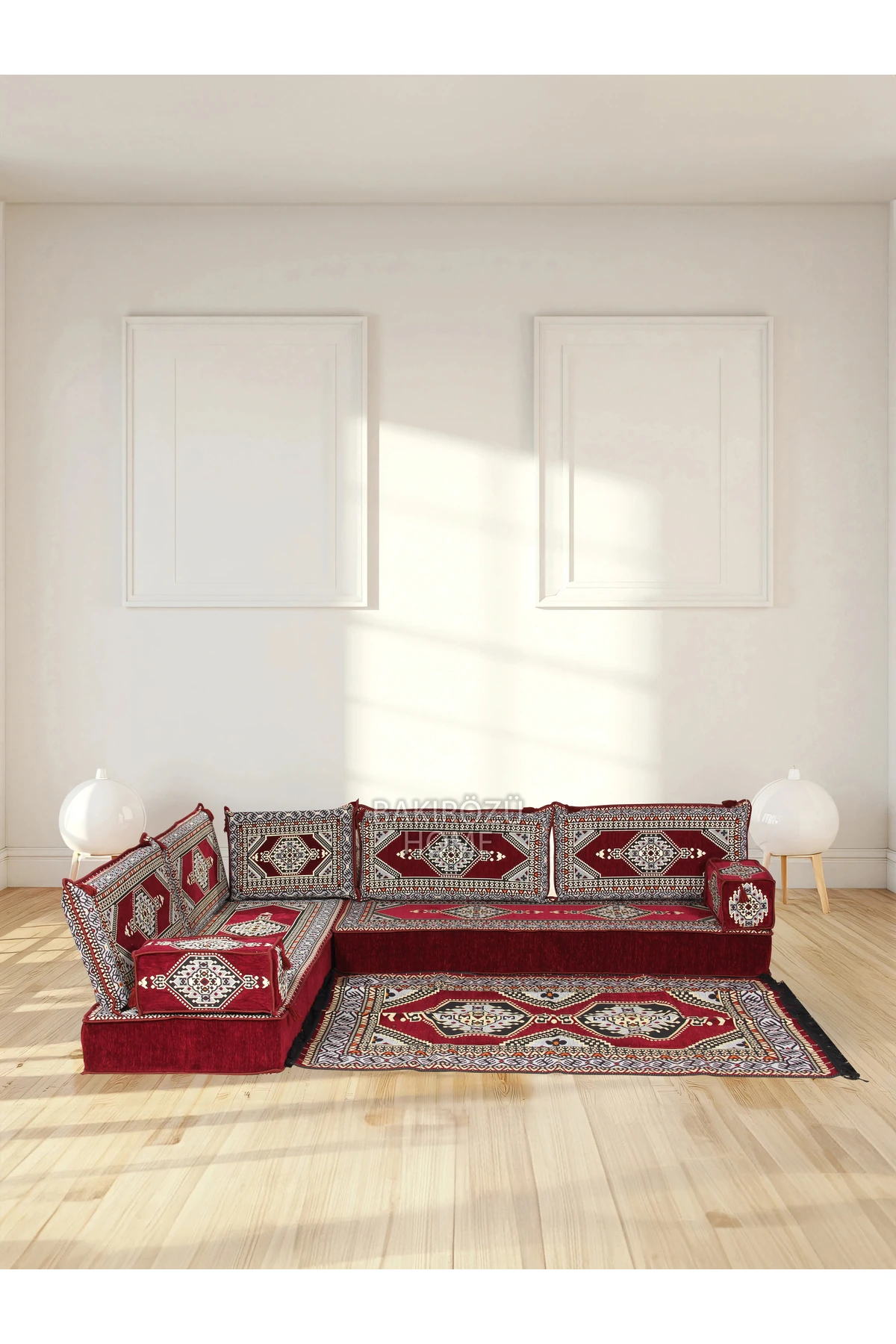 Şark Köşesi Takımı (20 CM MİNDER KALINLIĞI) Mavi Yahyalı Modeli 10 Parça - bordo