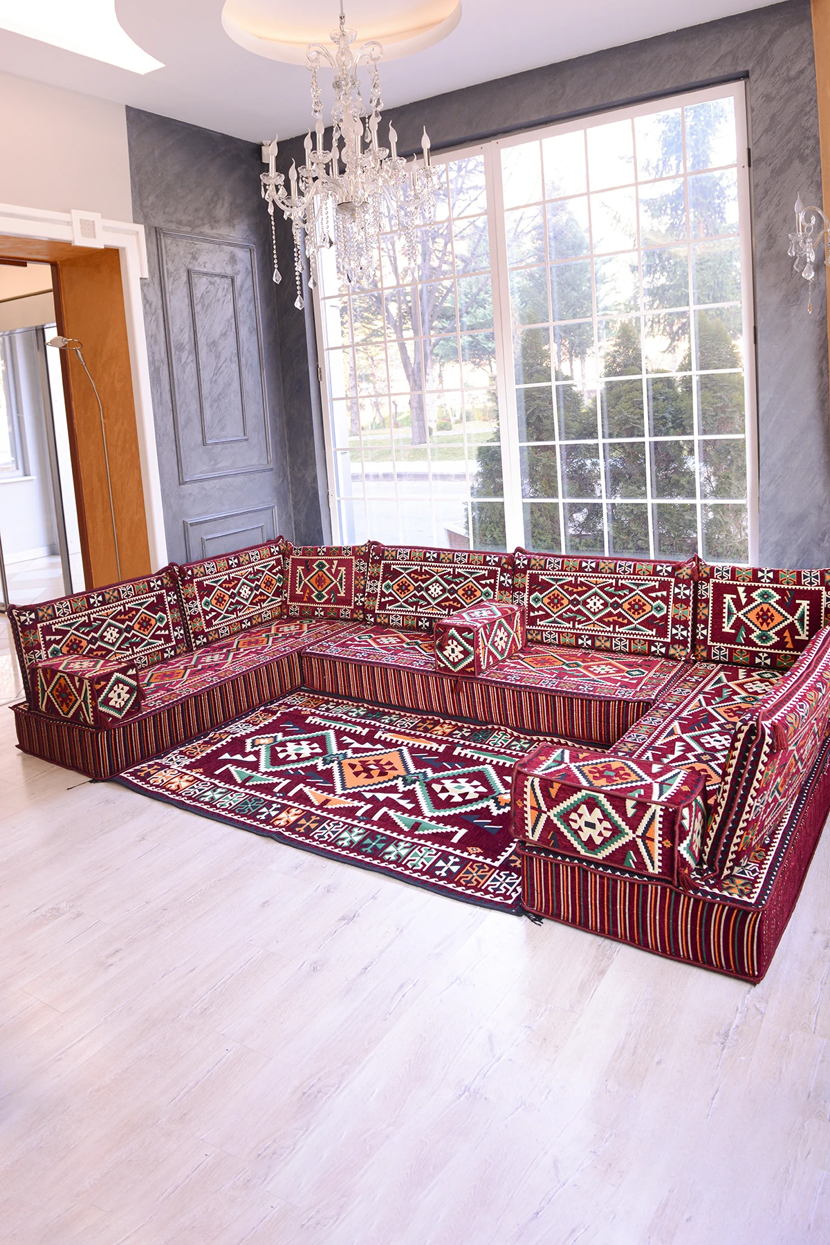 Şark Köşesi Takımı Bordo Anadolu Modeli 15 Parça (20 CM MİNDER KALINLIĞI)