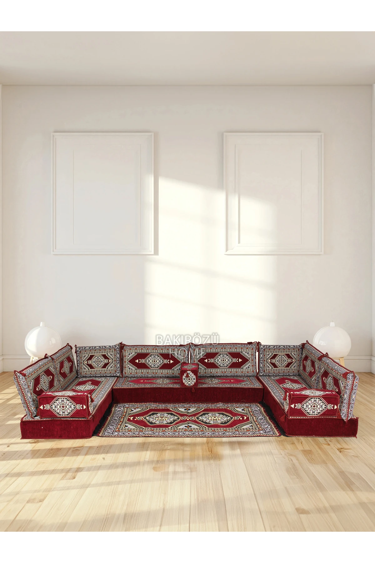 Şark Köşesi Takımı (20 CM MİNDER KALINLIĞI) Mavi Yahyalı Modeli 15 Parça - bordo