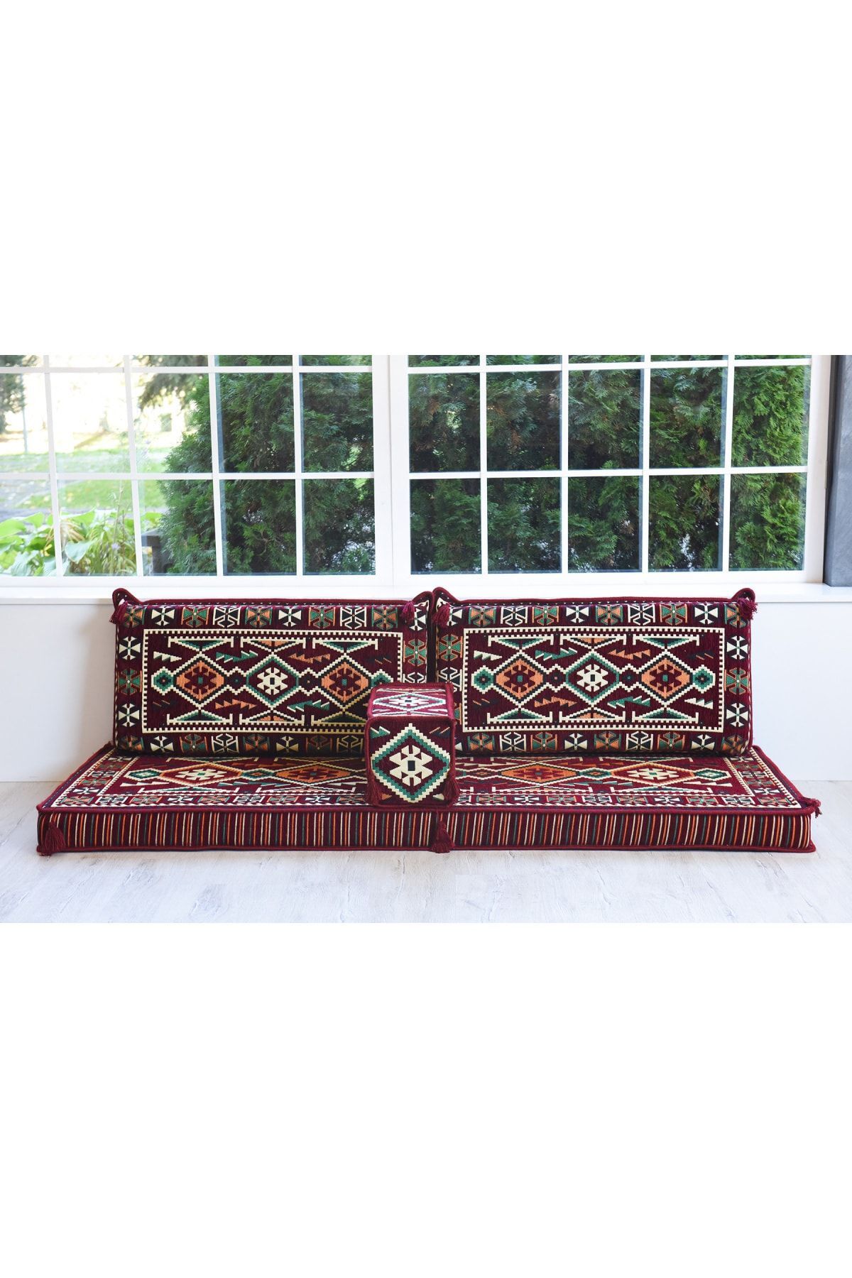 Şark Köşesi Takımı Anadolu Bordo Modeli Sünger Dahil (4 Parça)