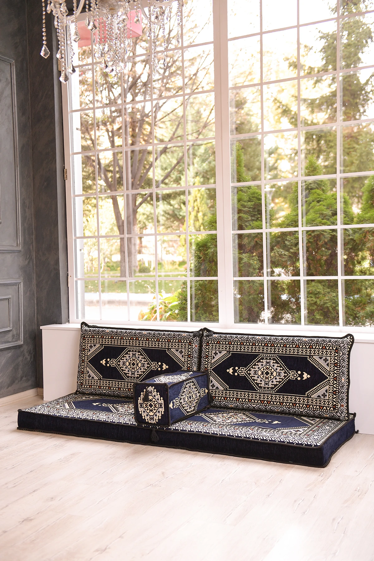 Şark Köşesi Takımı Yahyalı Lacivert Modeli Sünger Dahil (4 Parça)