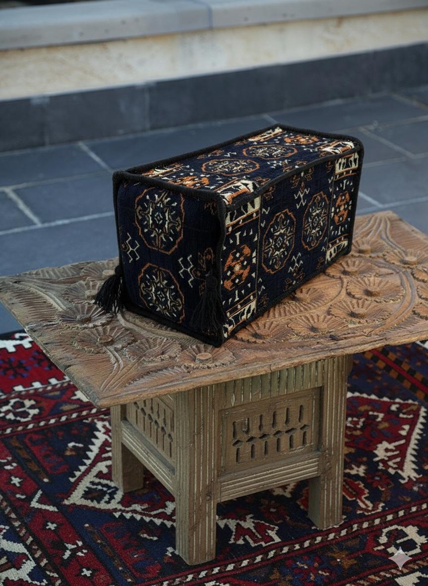 Şark Köşesi Takımı Kol Dayama Minderi Lacivert Buhara Modeli (22 x 22 x 50 cm)