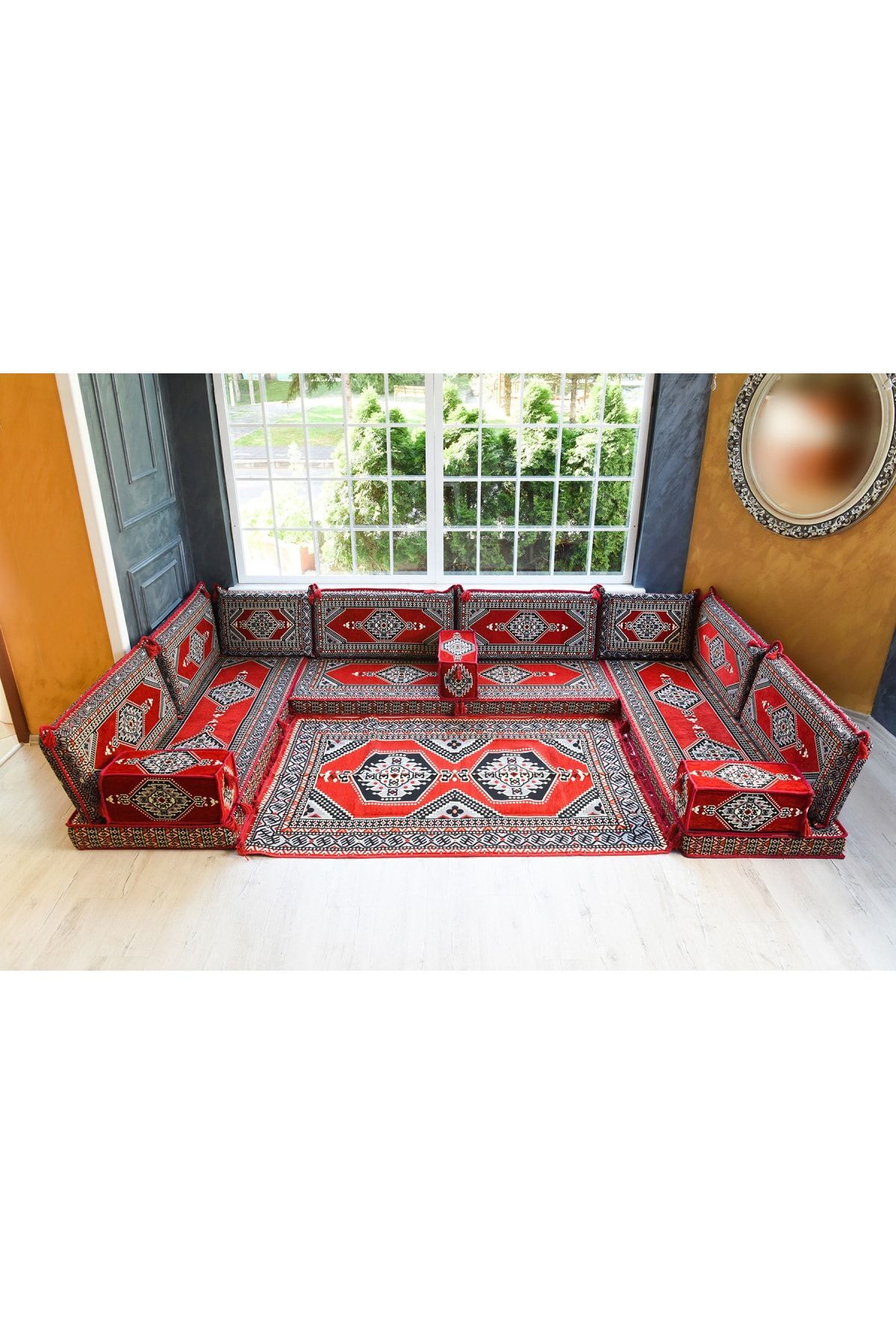 Şark Köşesi Takımı Konsepti Saraylı Modeli Koltuk Takımı Sünger Dahil (15 Parça)