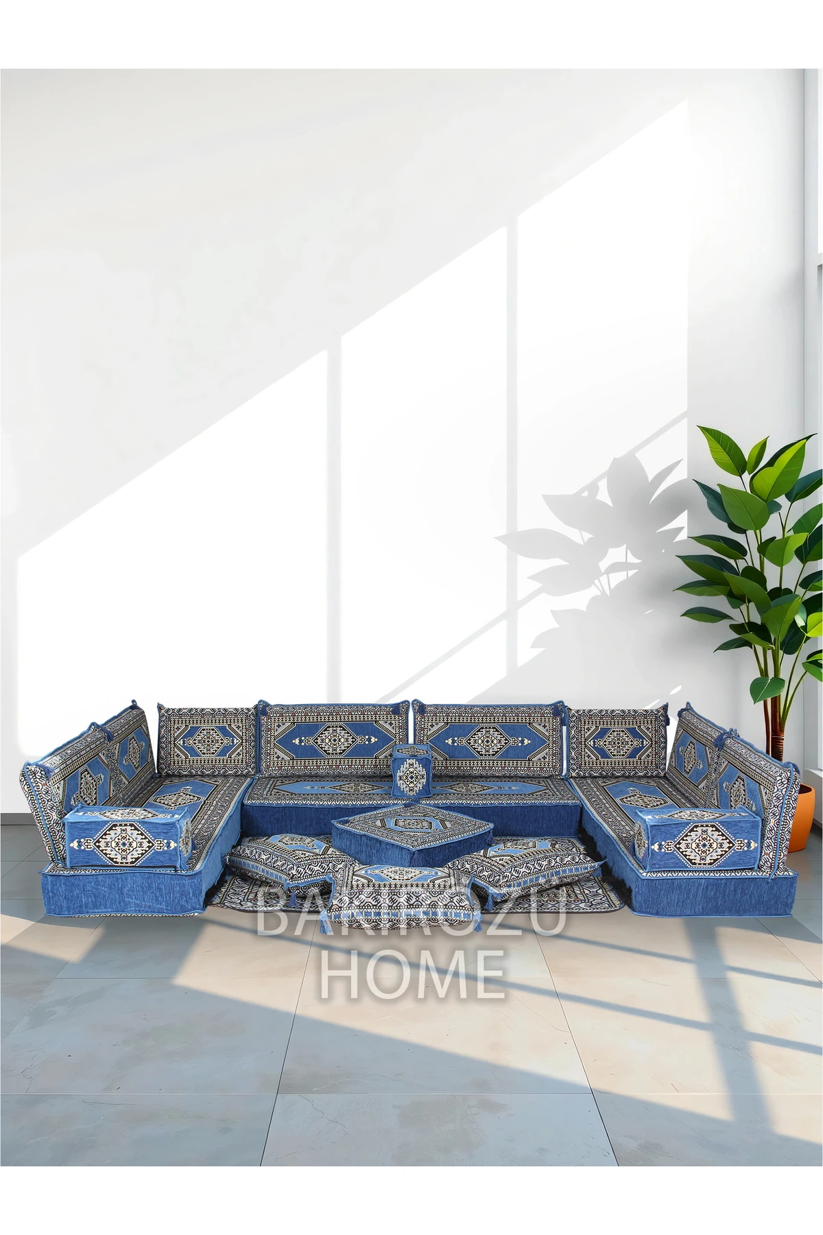 Şark Köşesi Takımı (20 CM MİNDER KALINLIĞI) Mavi Yahyalı Modeli 19 Parça - Mavi