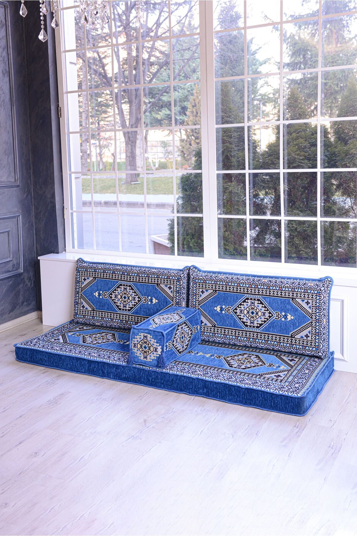 Şark Köşesi Takımı Mavi Yahyalı Modeli Sünger Dahil (4 Parça)