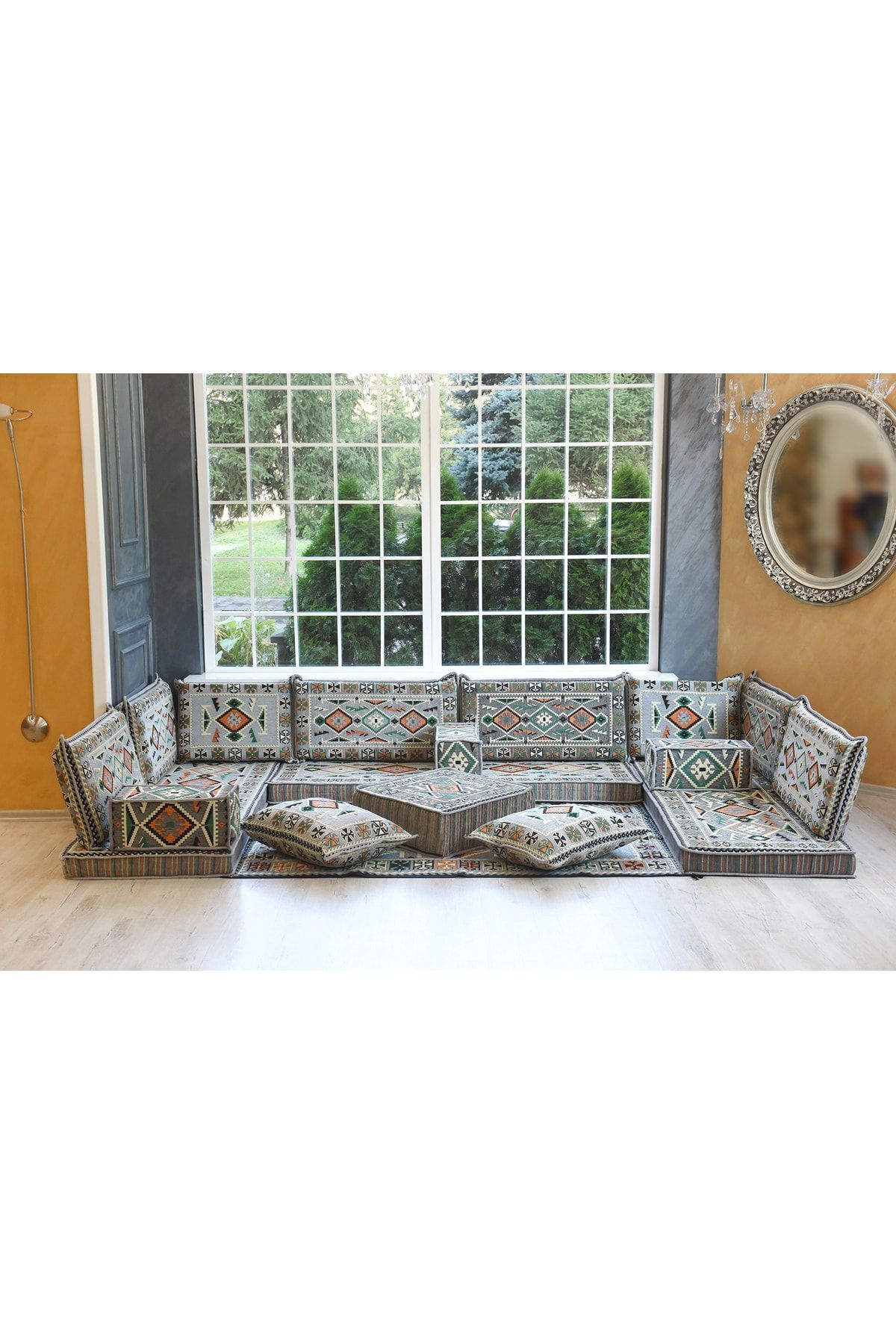 Şark Köşesi Takımı Konsepti Gri Anadolu Modeli Koltuk Takımı Sünger Dahil (18 Parça)
