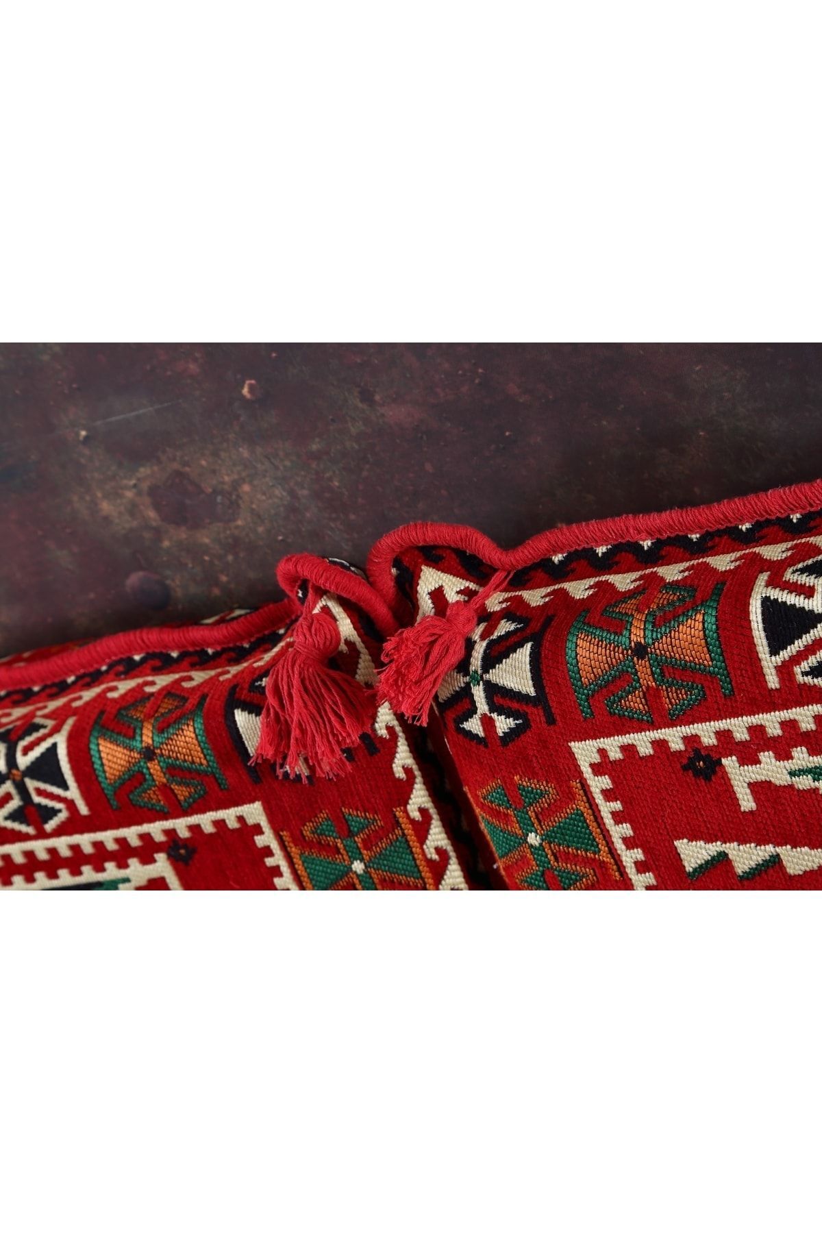 Şark Köşesi Takımı Konsepti Kırmızı Anadolu Modeli Koltuk Takımı Sünger Dahil 18 Parça