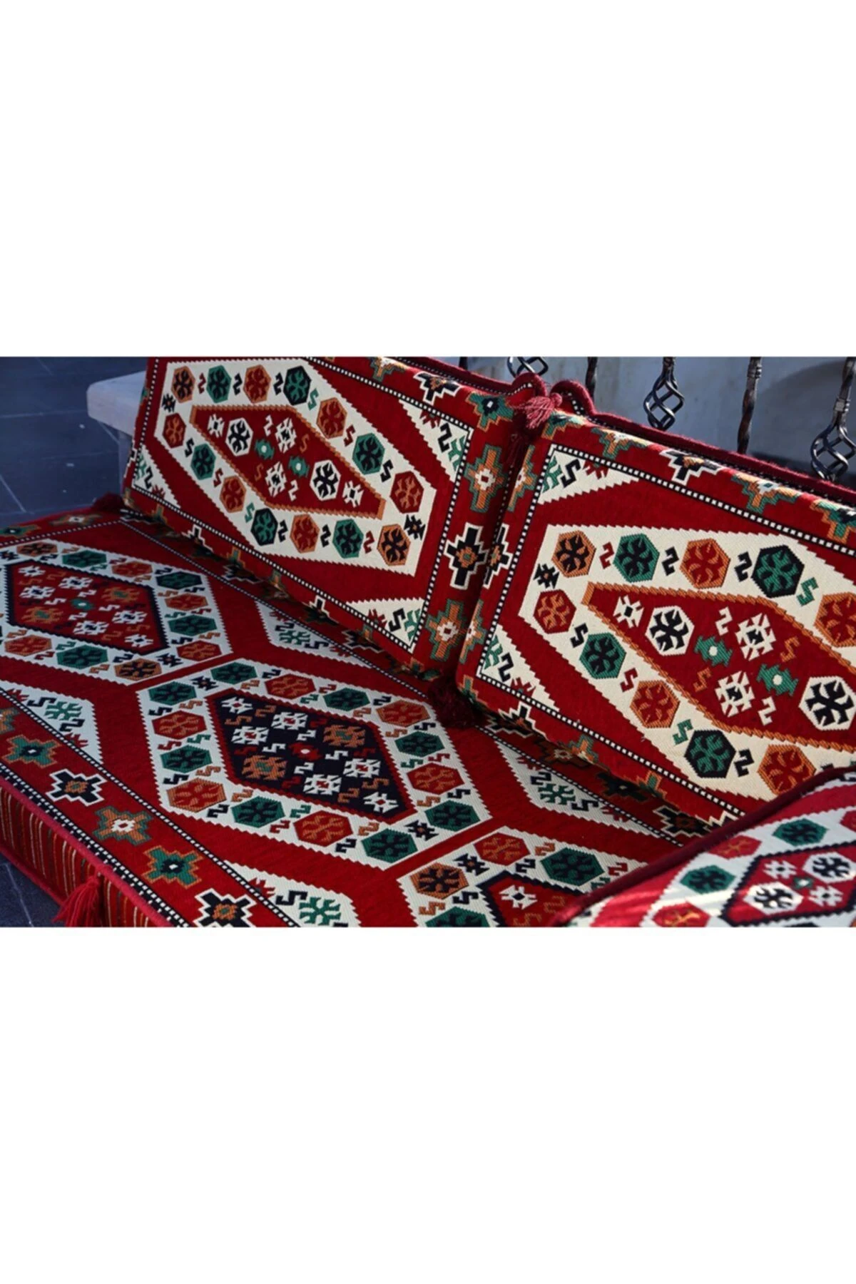 1.kalite Şark Köşesi Takımı Yörük Kırmızı Modeli Sünger Dahil (4 Parça)