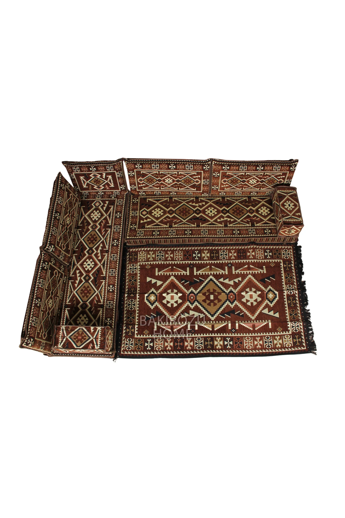 Şark Köşesi Takımı Kahve Anadolu Modeli Koltuk Takımı Sünger Dahil 10 Parça