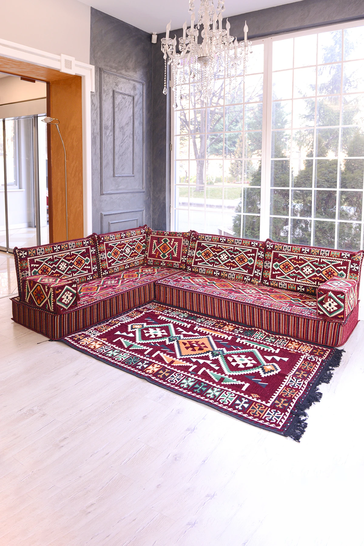 Şark Köşesi Takımı Bordo Anadolu Modeli 10 Parça (20 CM MİNDER KALINLIĞI)