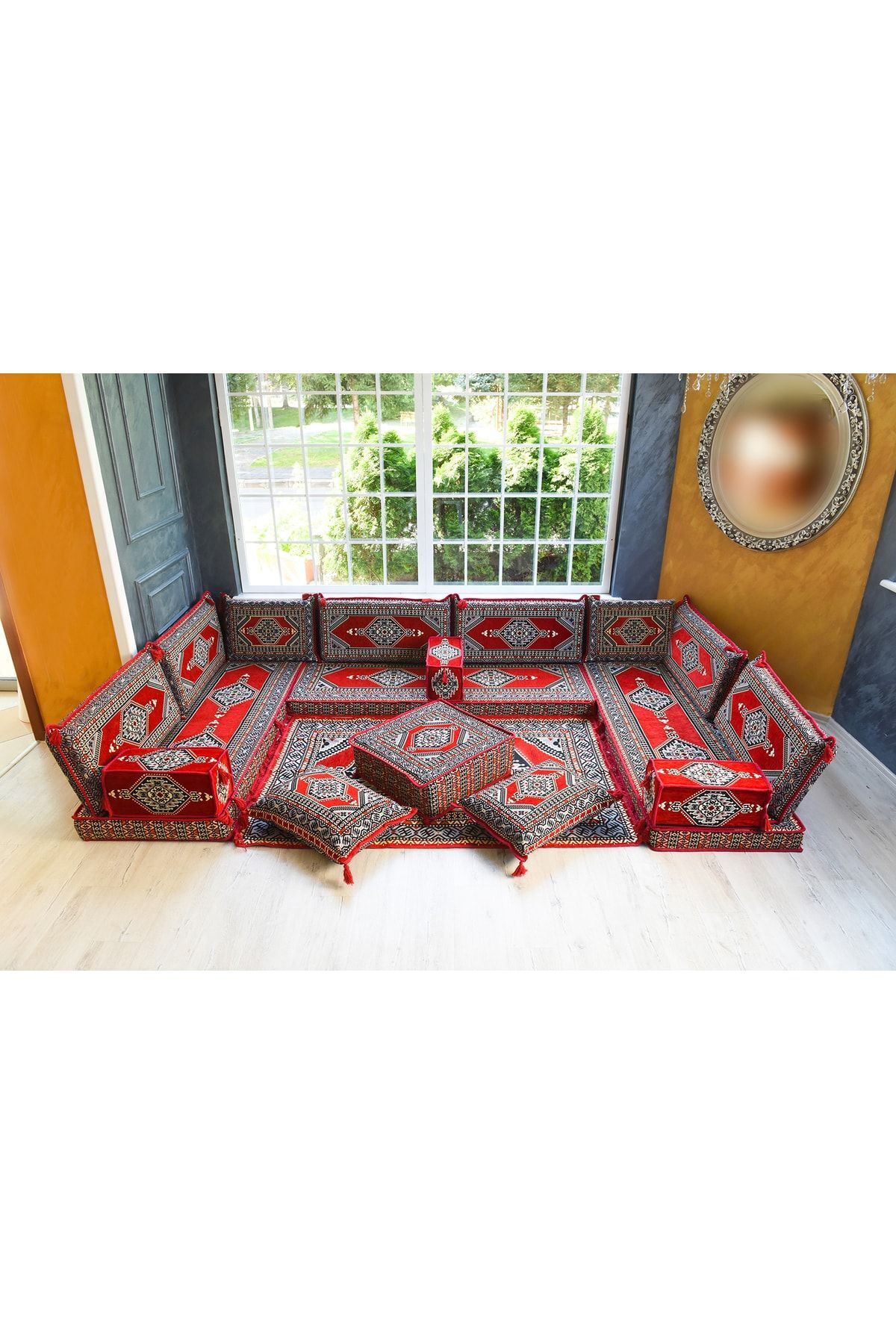 Şark Köşesi Takımı Konsepti Saraylı Modeli Koltuk Takımı Sünger Dahil (18 Parça)