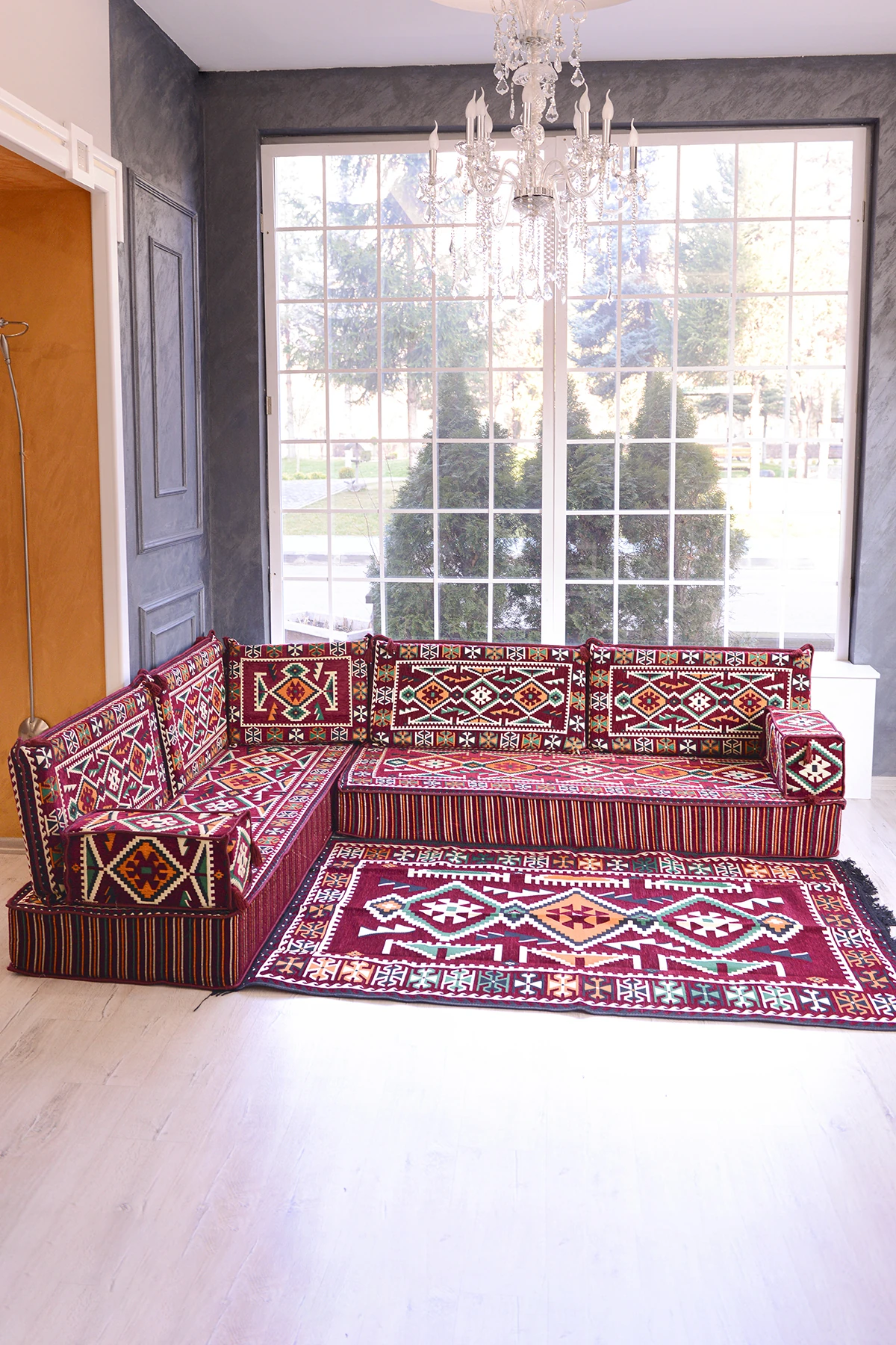 Şark Köşesi Takımı Bordo Anadolu Modeli 10 Parça (20 CM MİNDER KALINLIĞI)