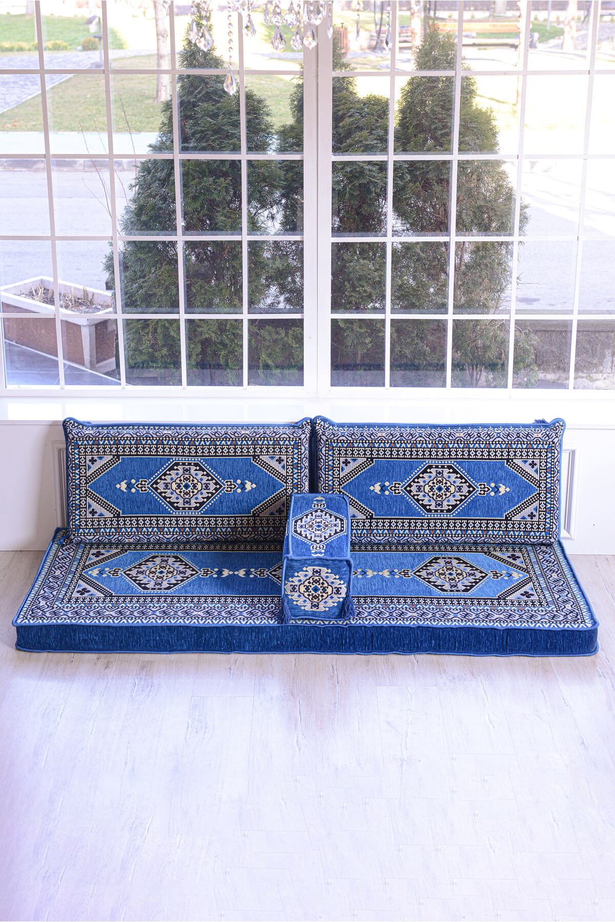 Şark Köşesi Takımı Mavi Yahyalı Modeli Sünger Dahil (4 Parça)