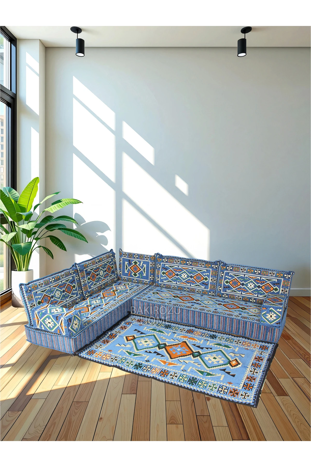 Şark Köşesi Takımı (20 CM MİNDER KALINLIĞI) Mavi Anadolu Modeli 10 Parça