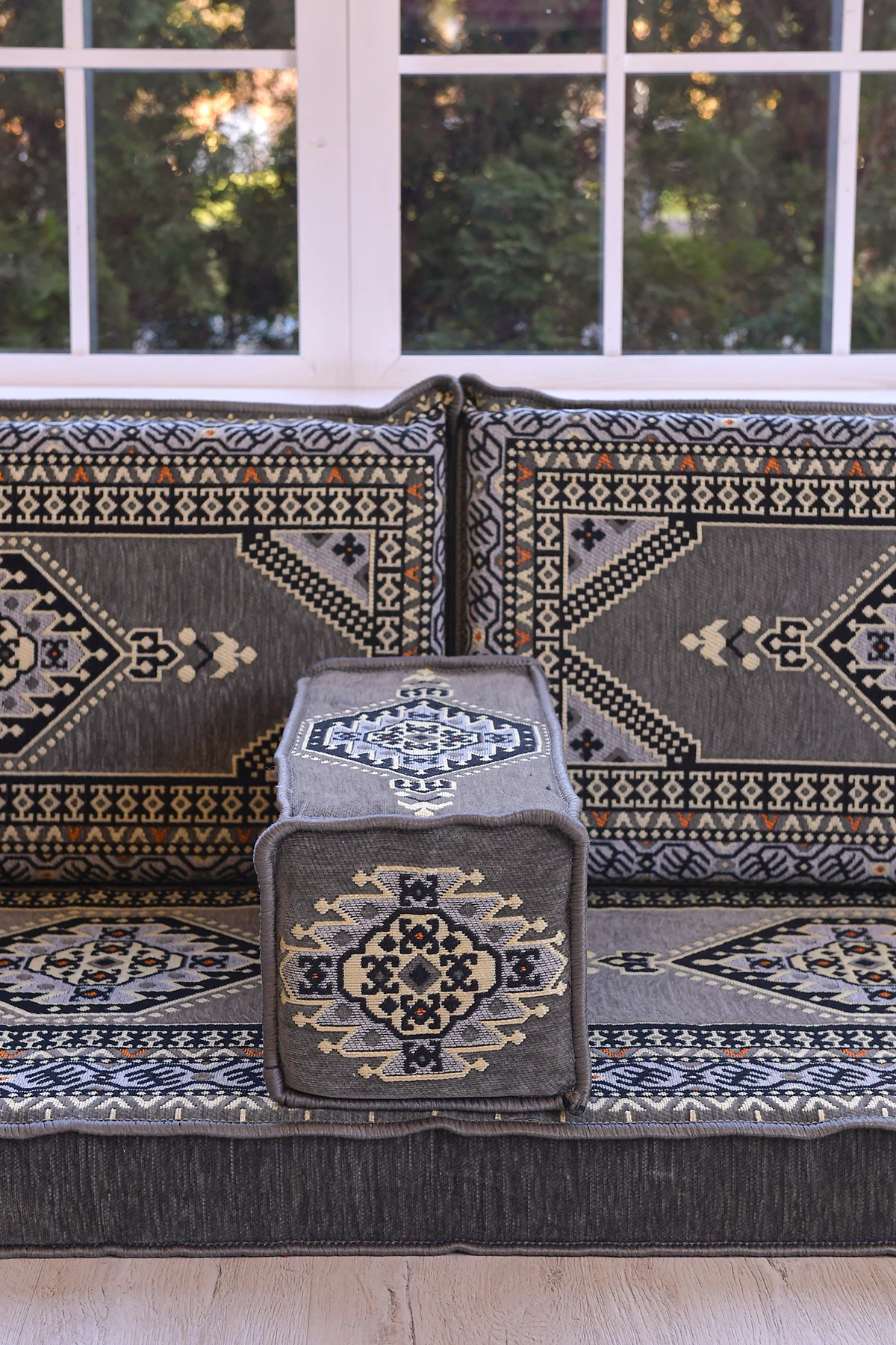 Şark Köşesi Takımı Yahyalı Gri Modeli Sünger Dahil (4 Parça)